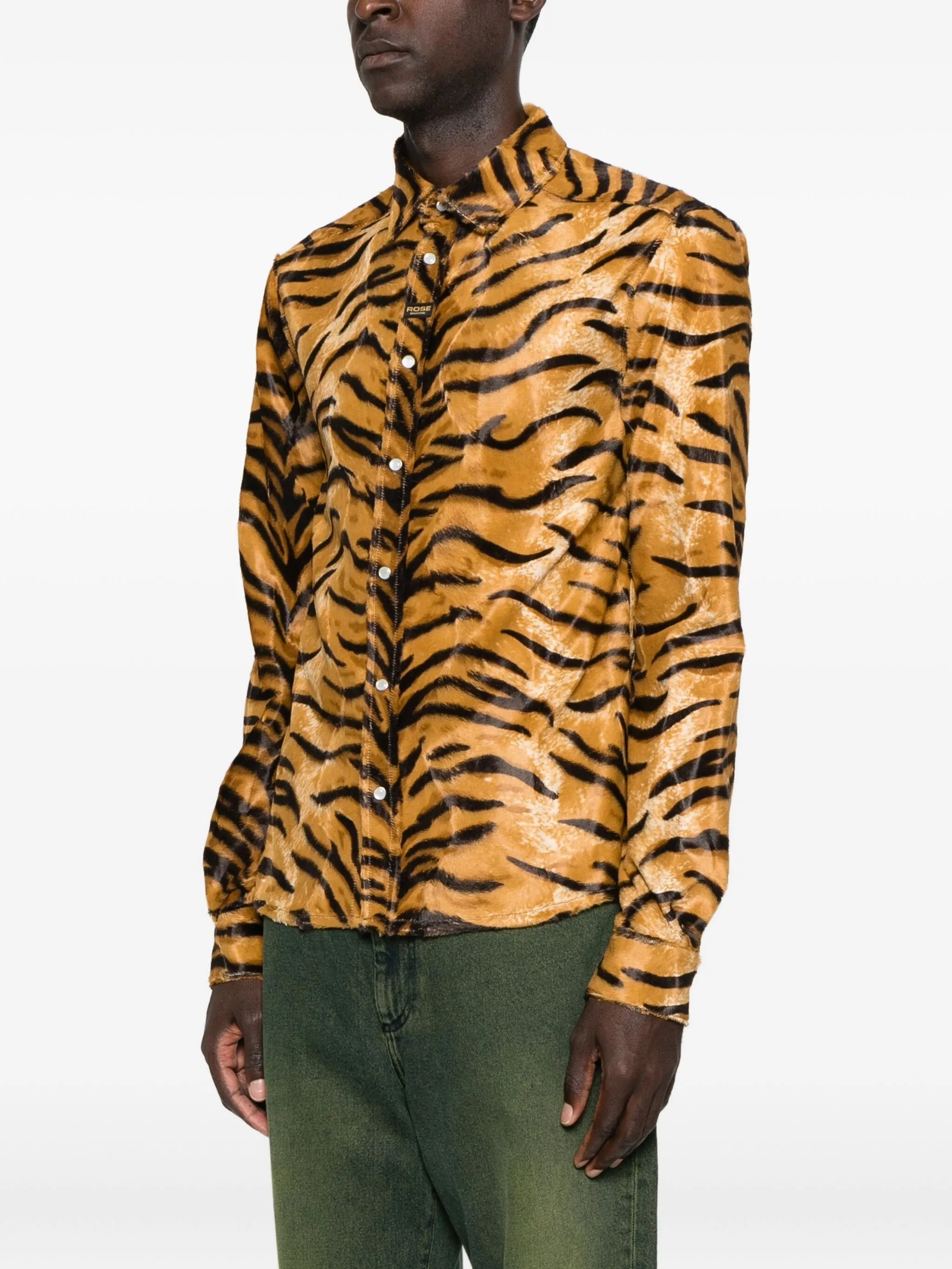 tiger-print felt shirt