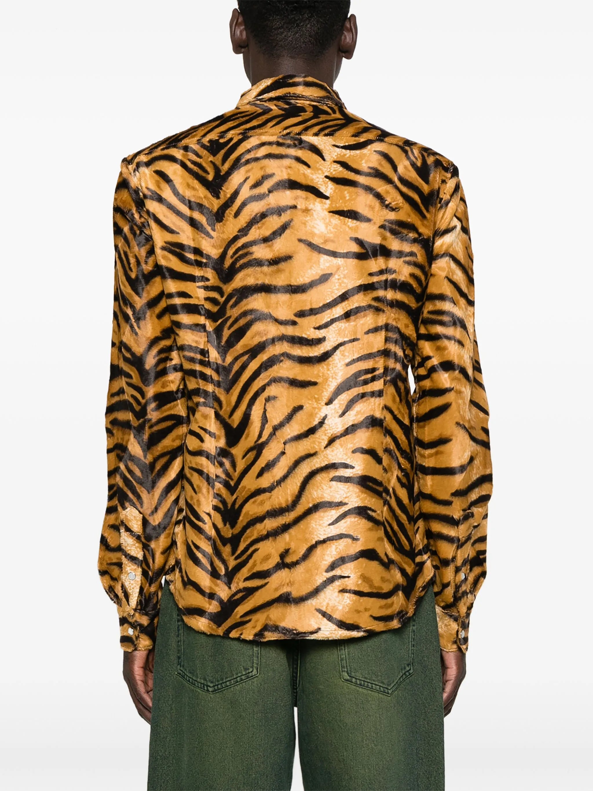 tiger-print felt shirt
