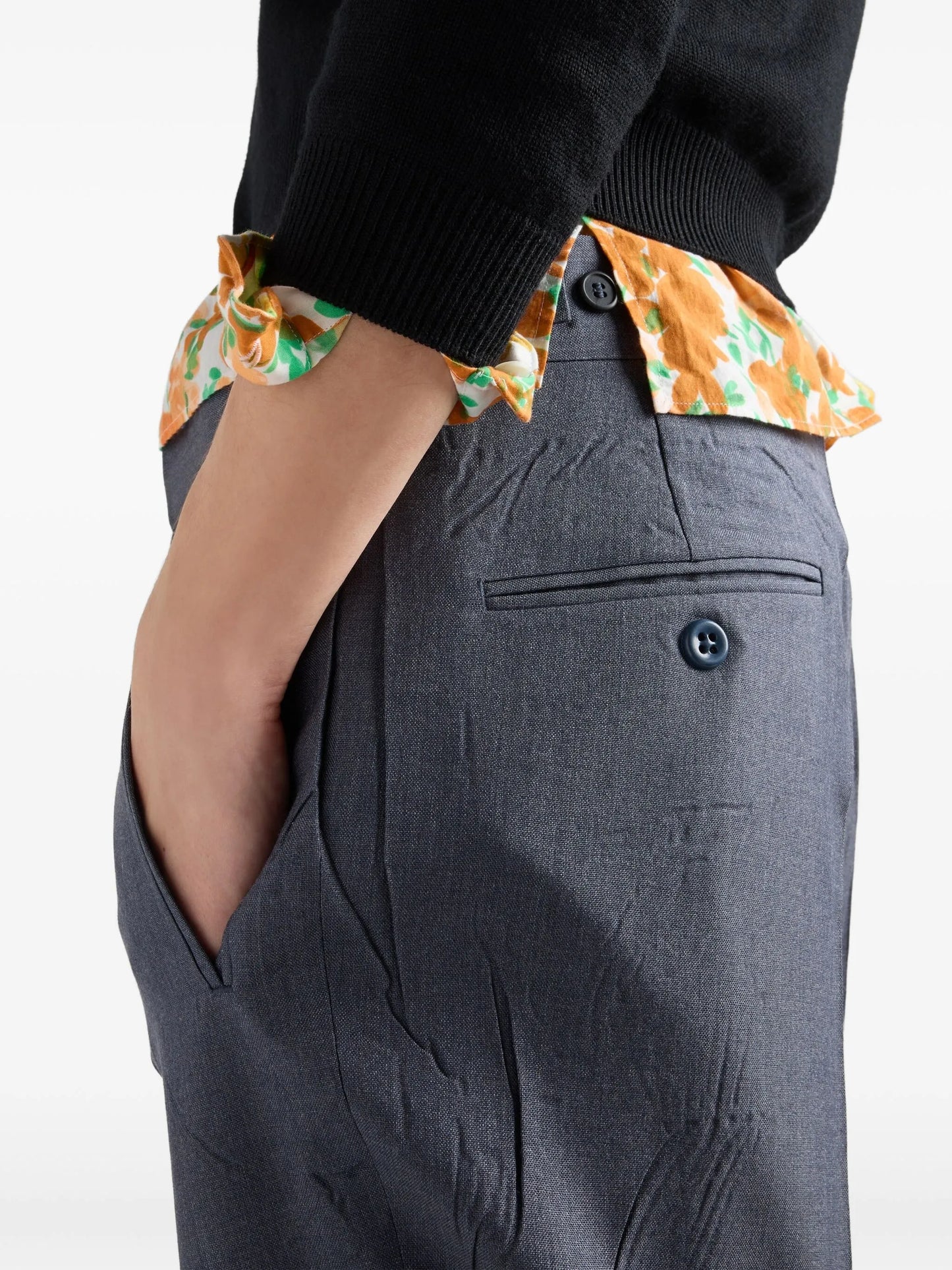 pressed-crease trousers