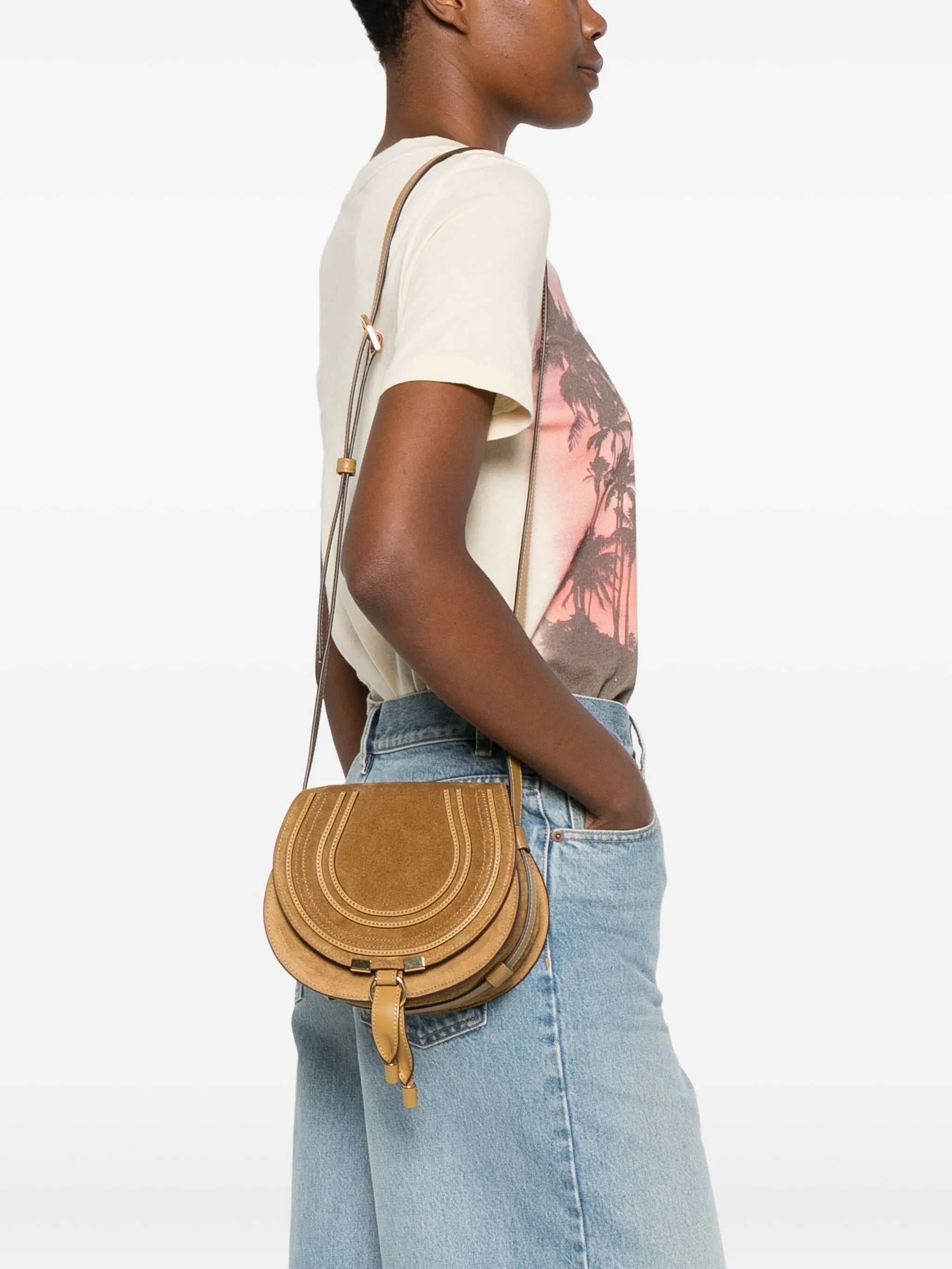 Marcie saddle suede crossbody bag