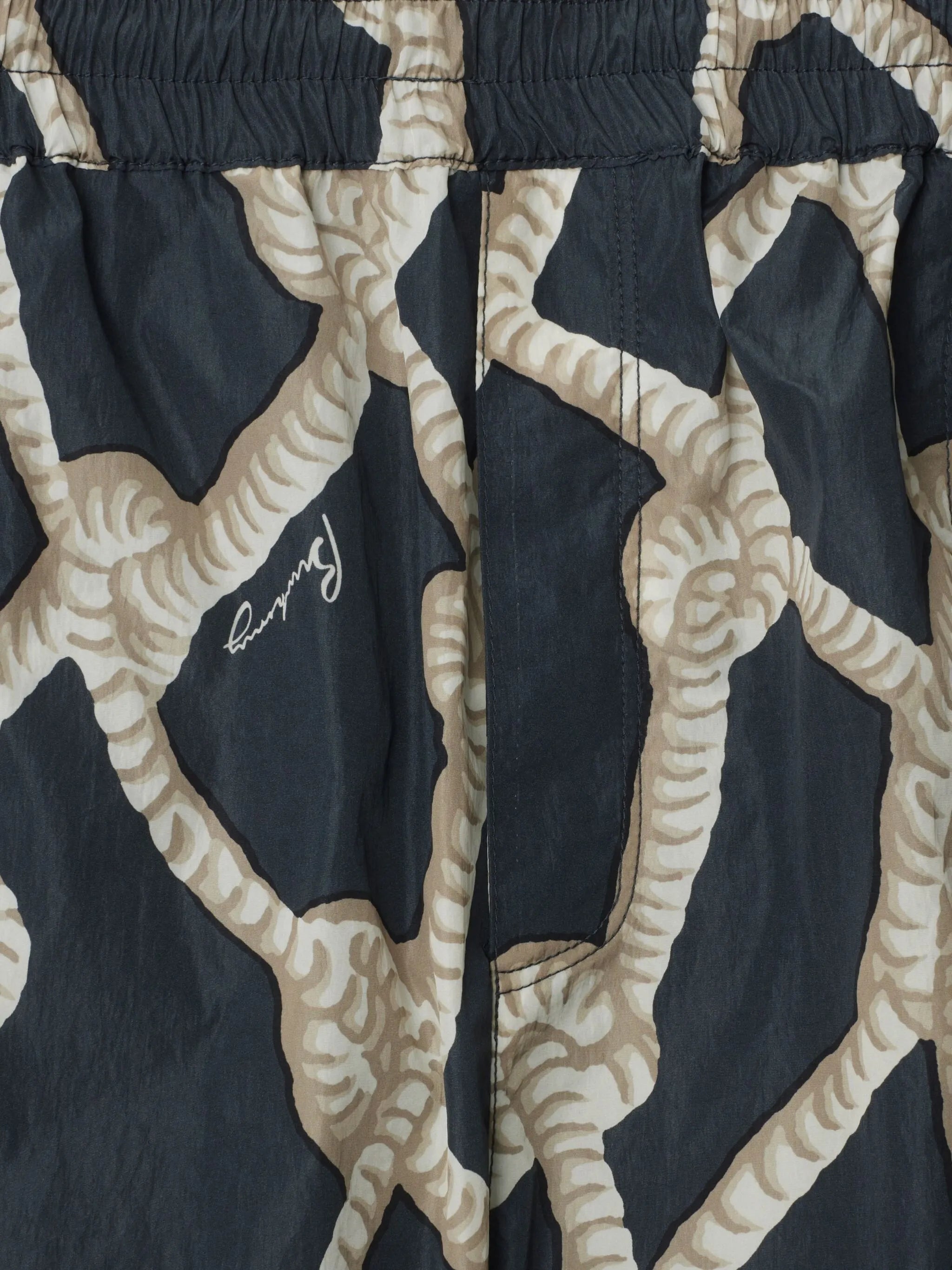 Knot-print cotton shorts