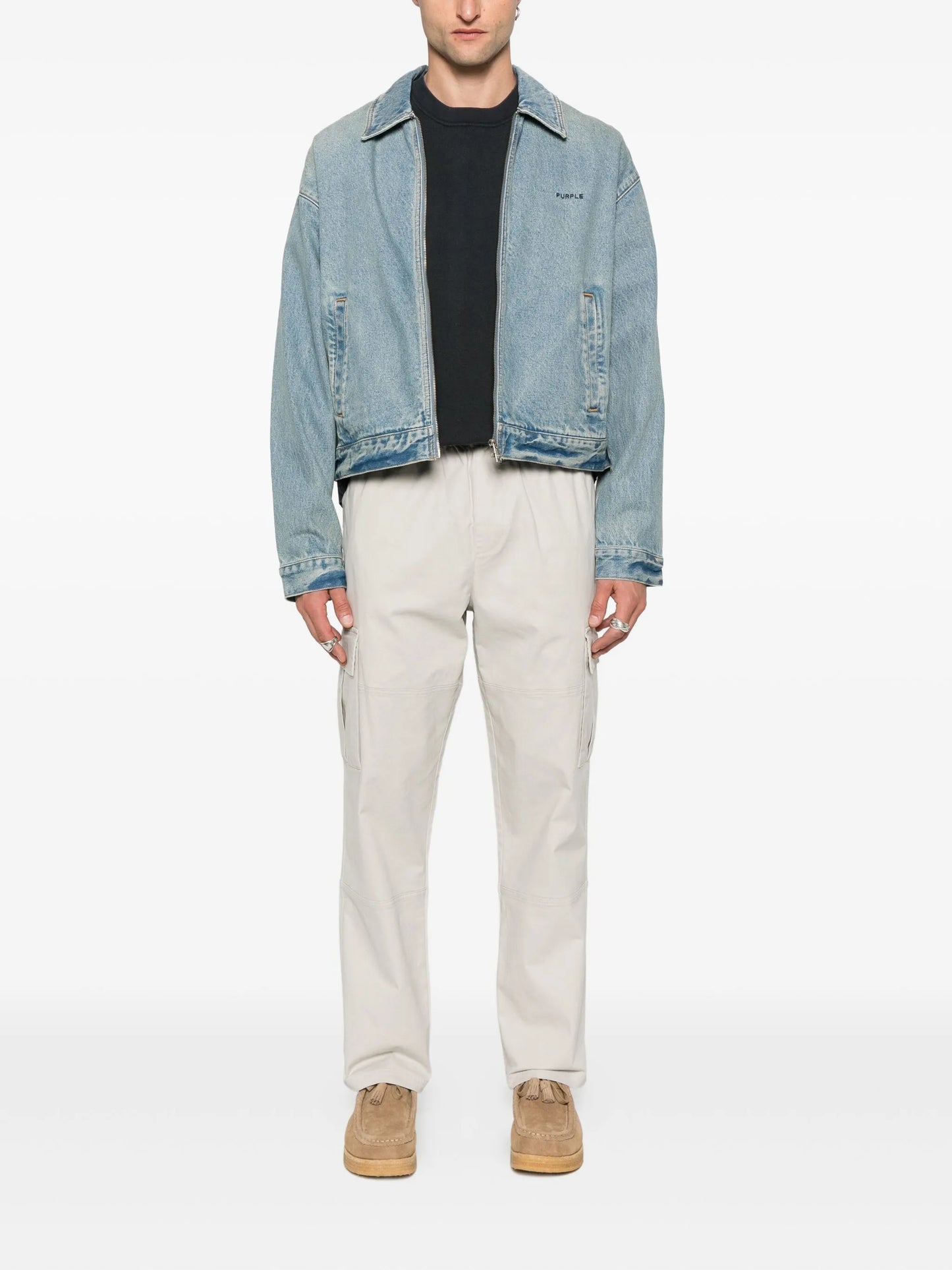 zip-up denim jacket