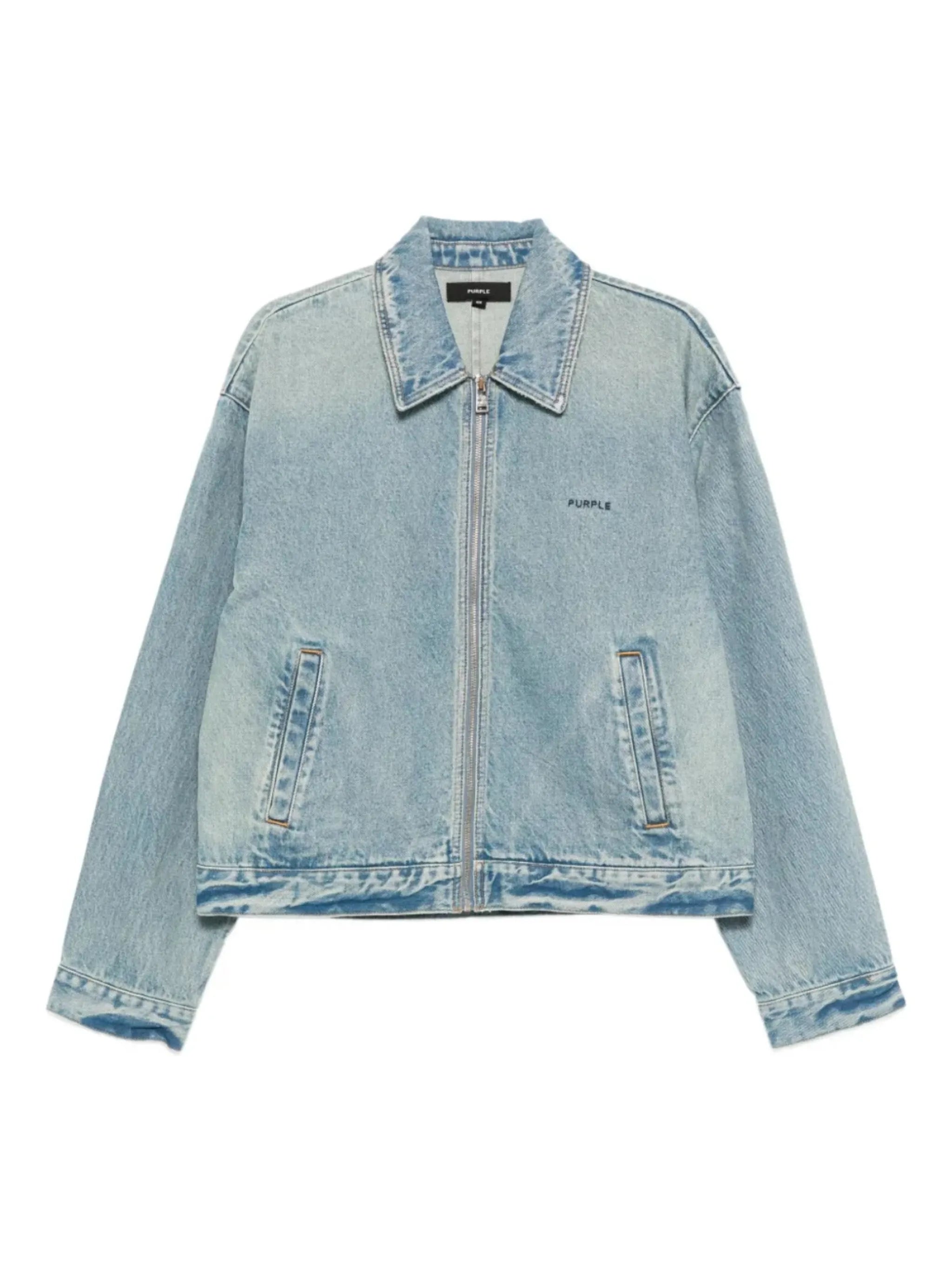 zip-up denim jacket