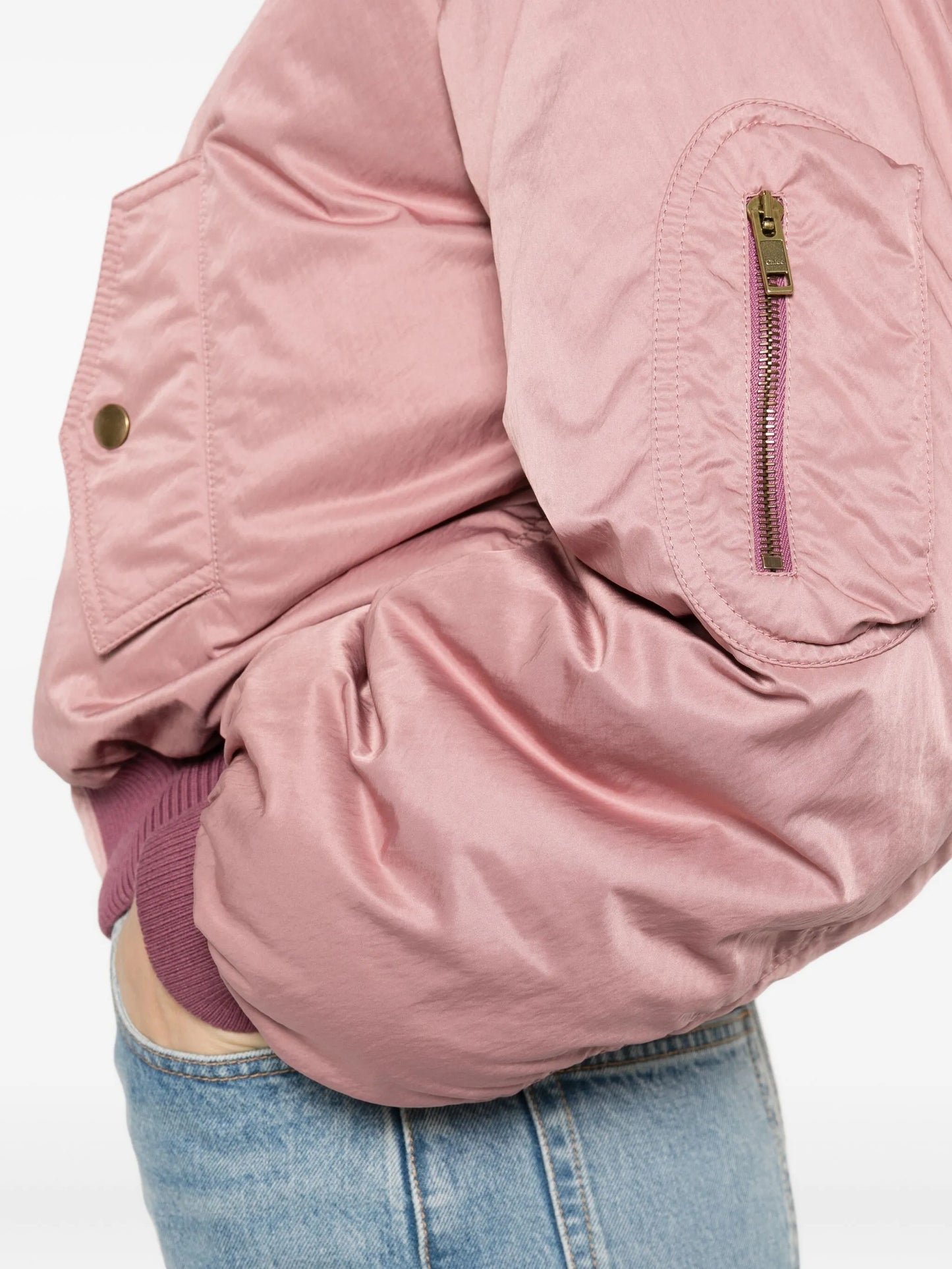 zip-up cropped bomber jacket