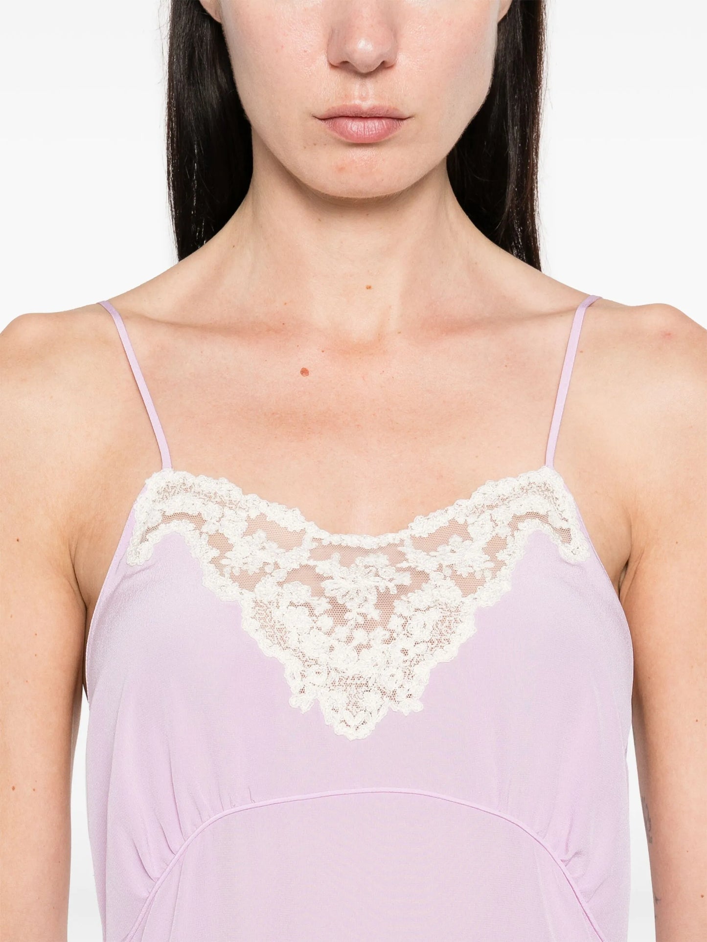 lace-detail midi dress