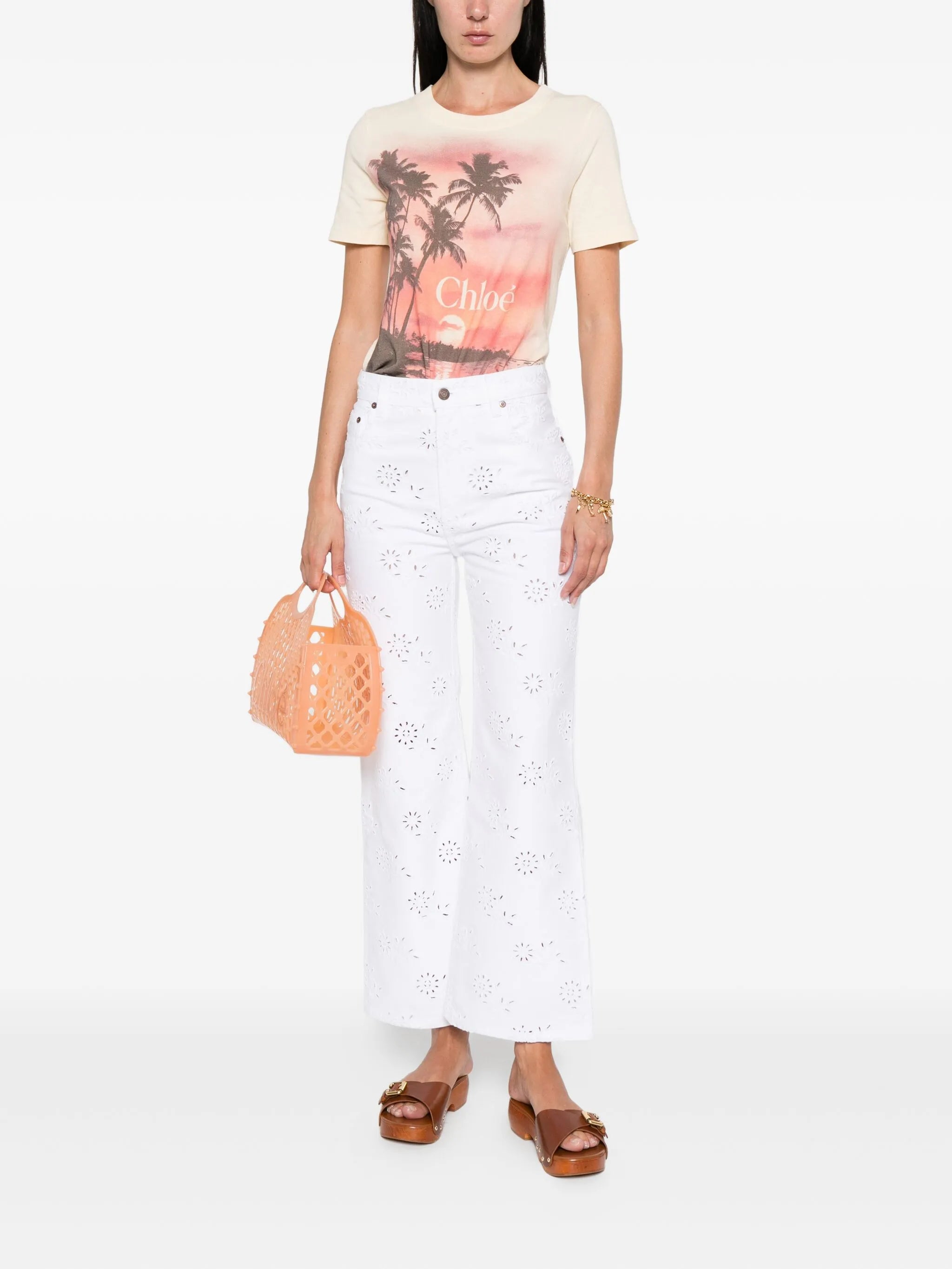 cut-out wide-leg jeans