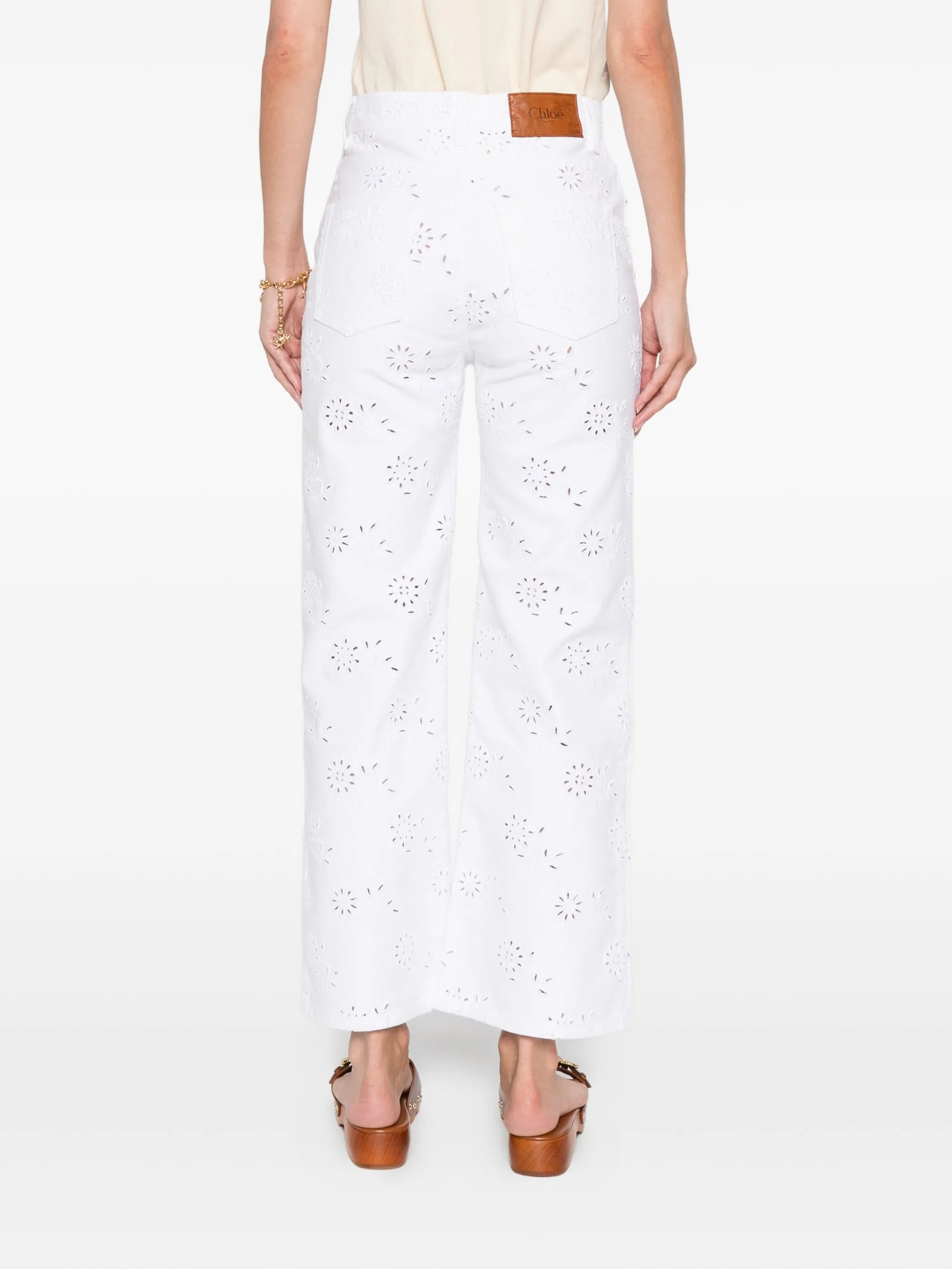 cut-out wide-leg jeans