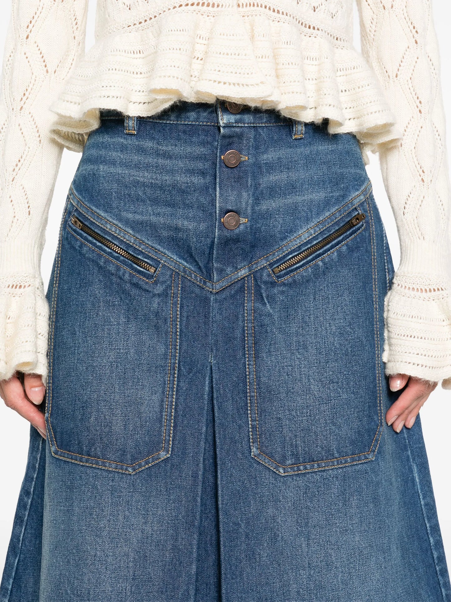 denim midi skirt