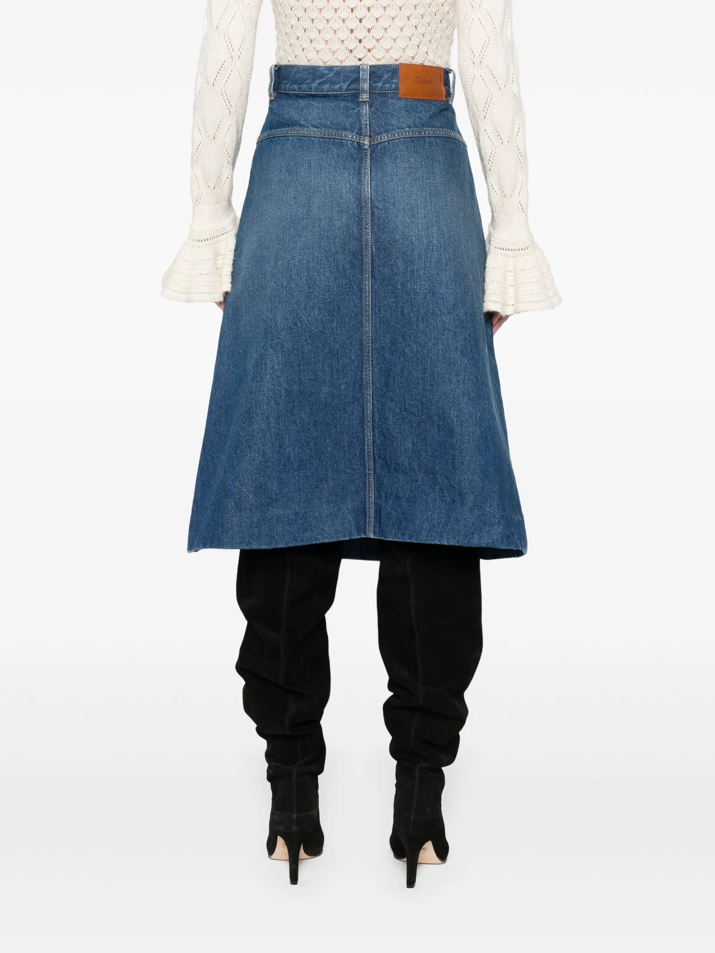 denim midi skirt