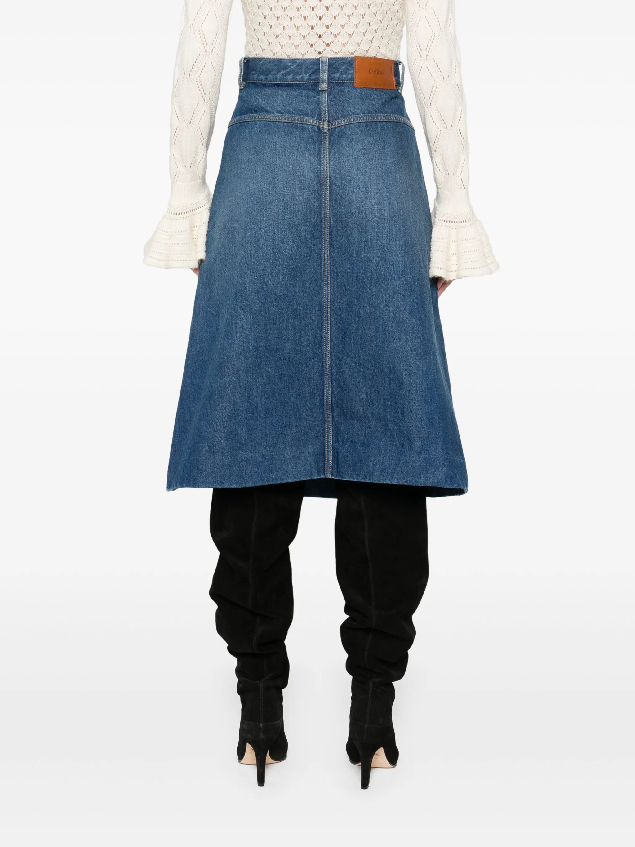 denim midi skirt