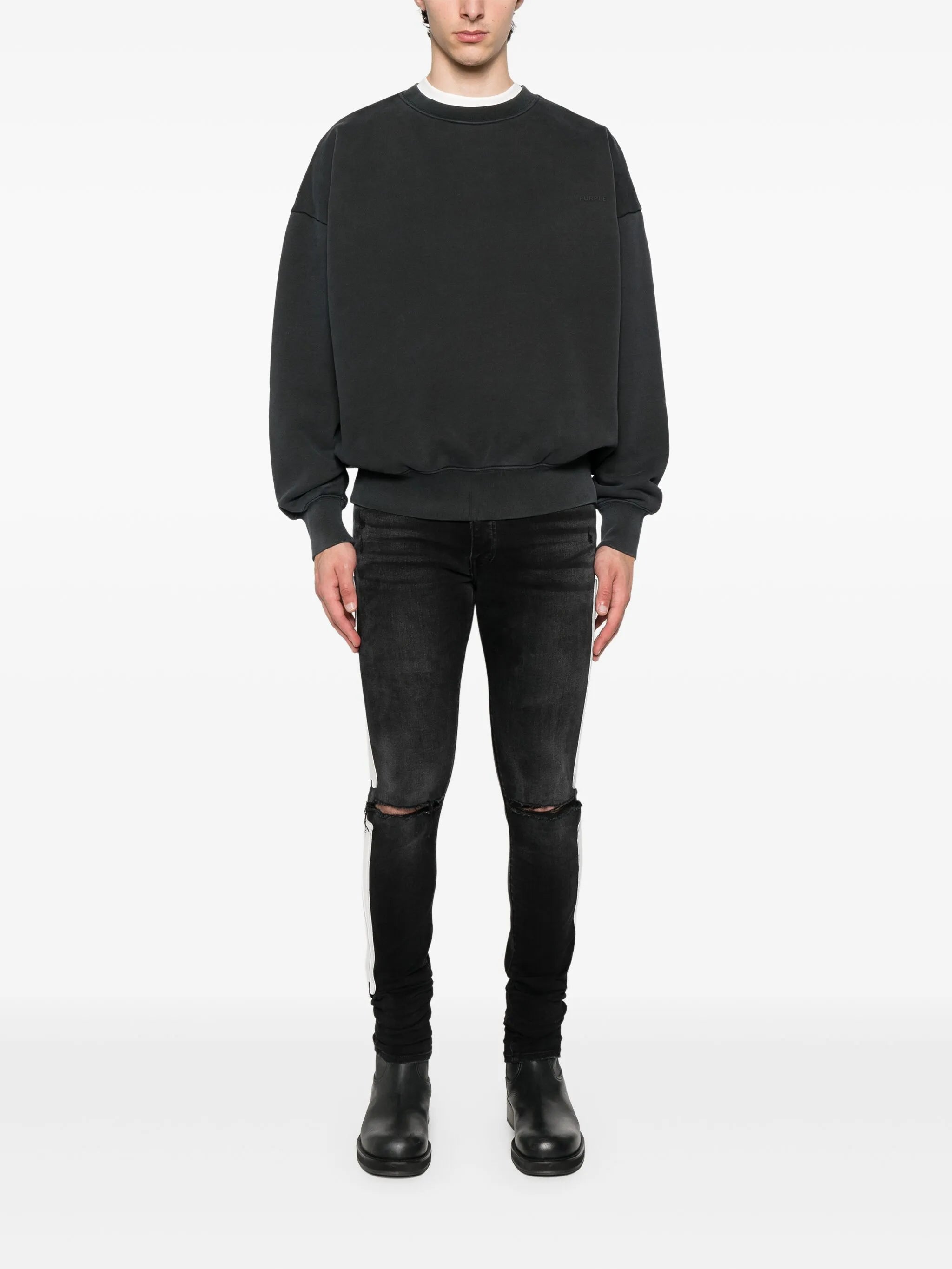 crew-neck fleece sweatshirt