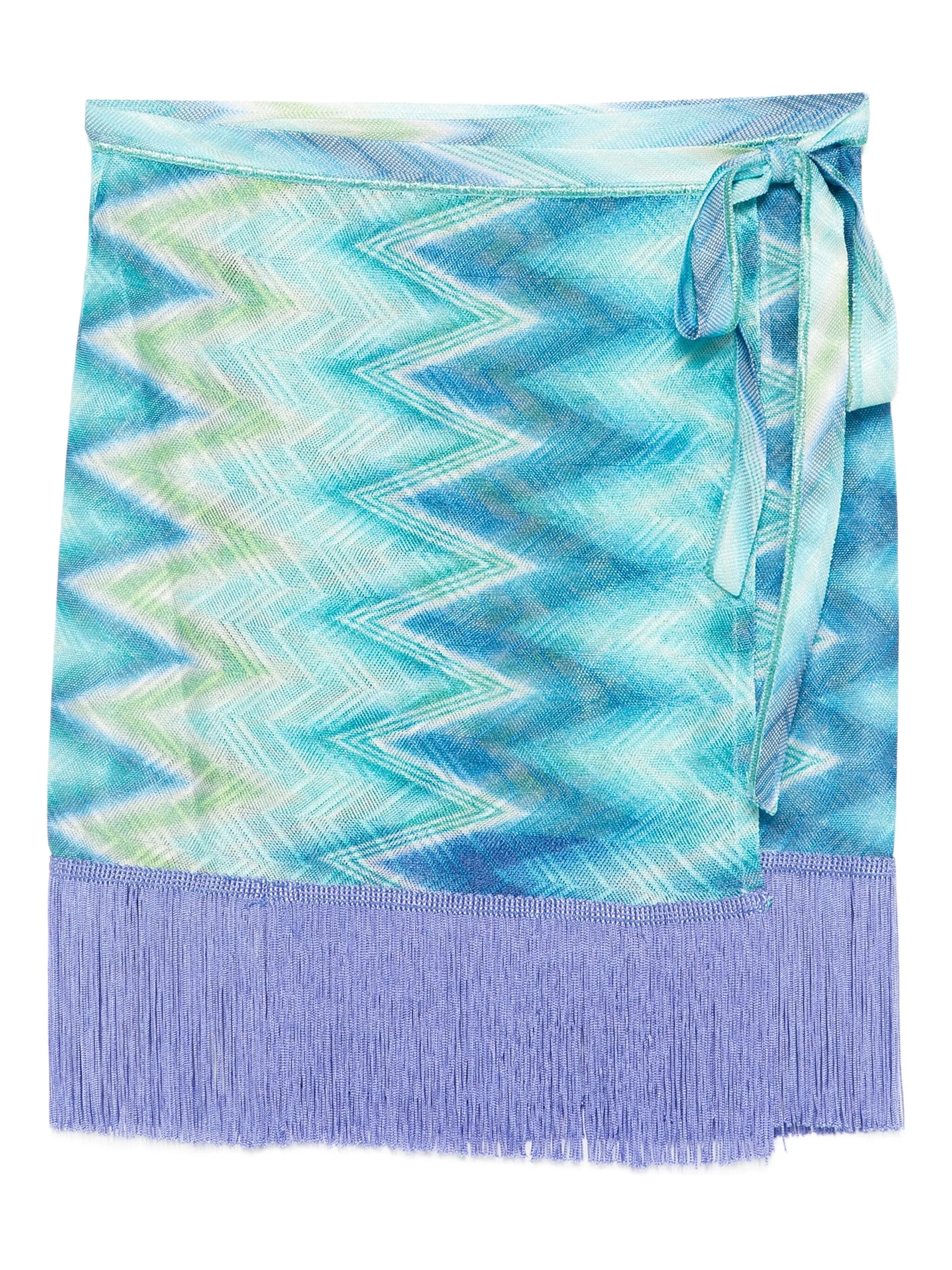 fringed wrap mini skirt