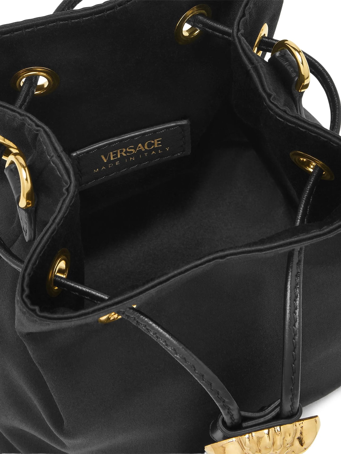 La Medusa satin mini bucket bag
