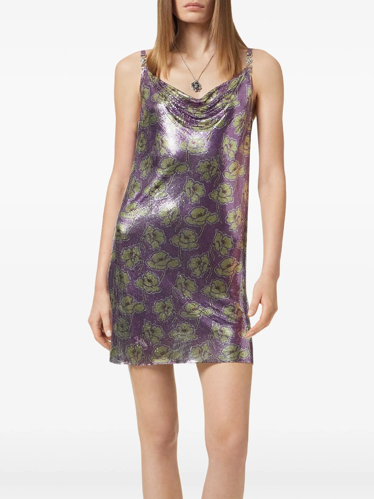 Poppies Metal Mesh mini slip dress