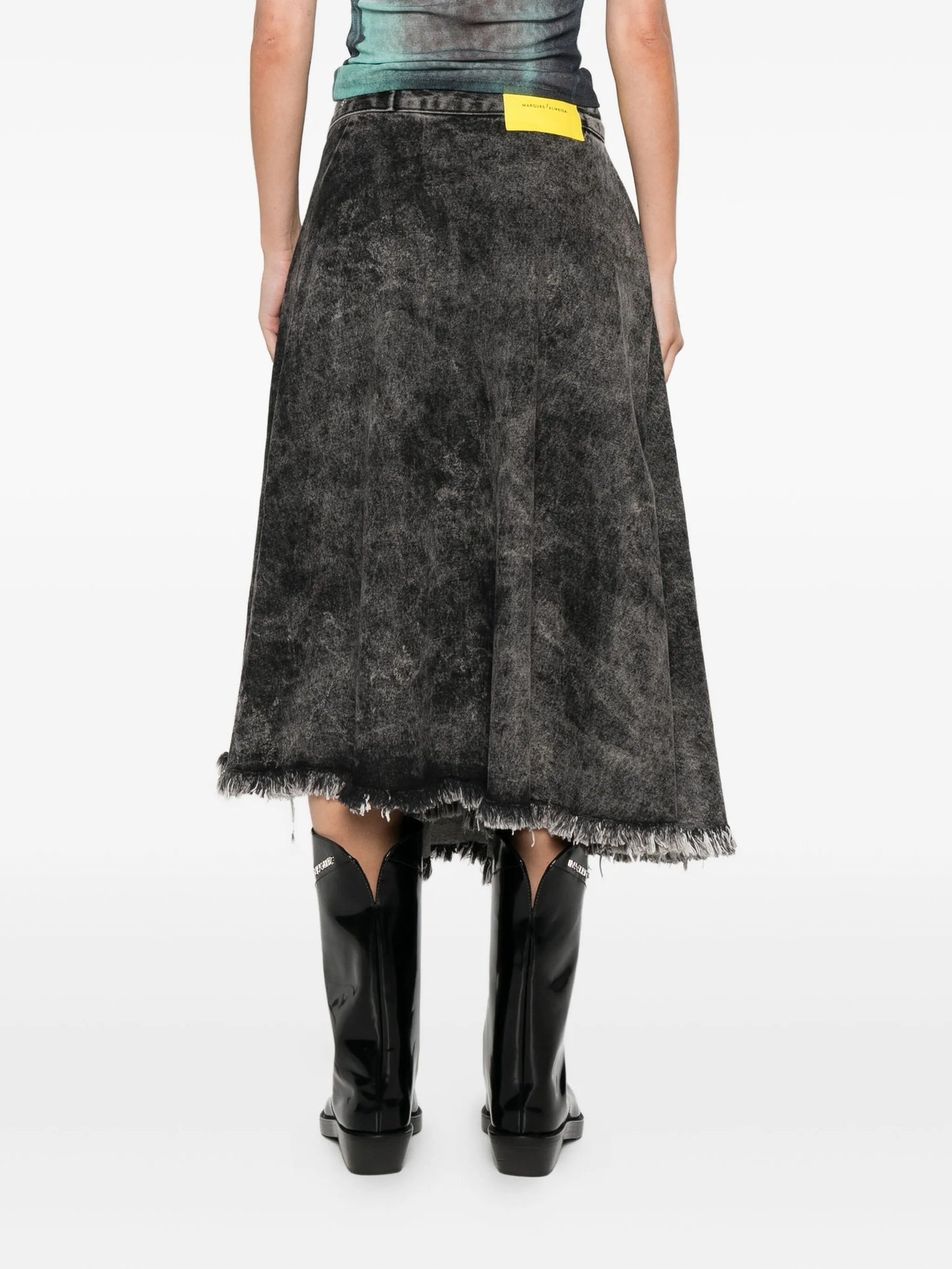 belted denim skirt