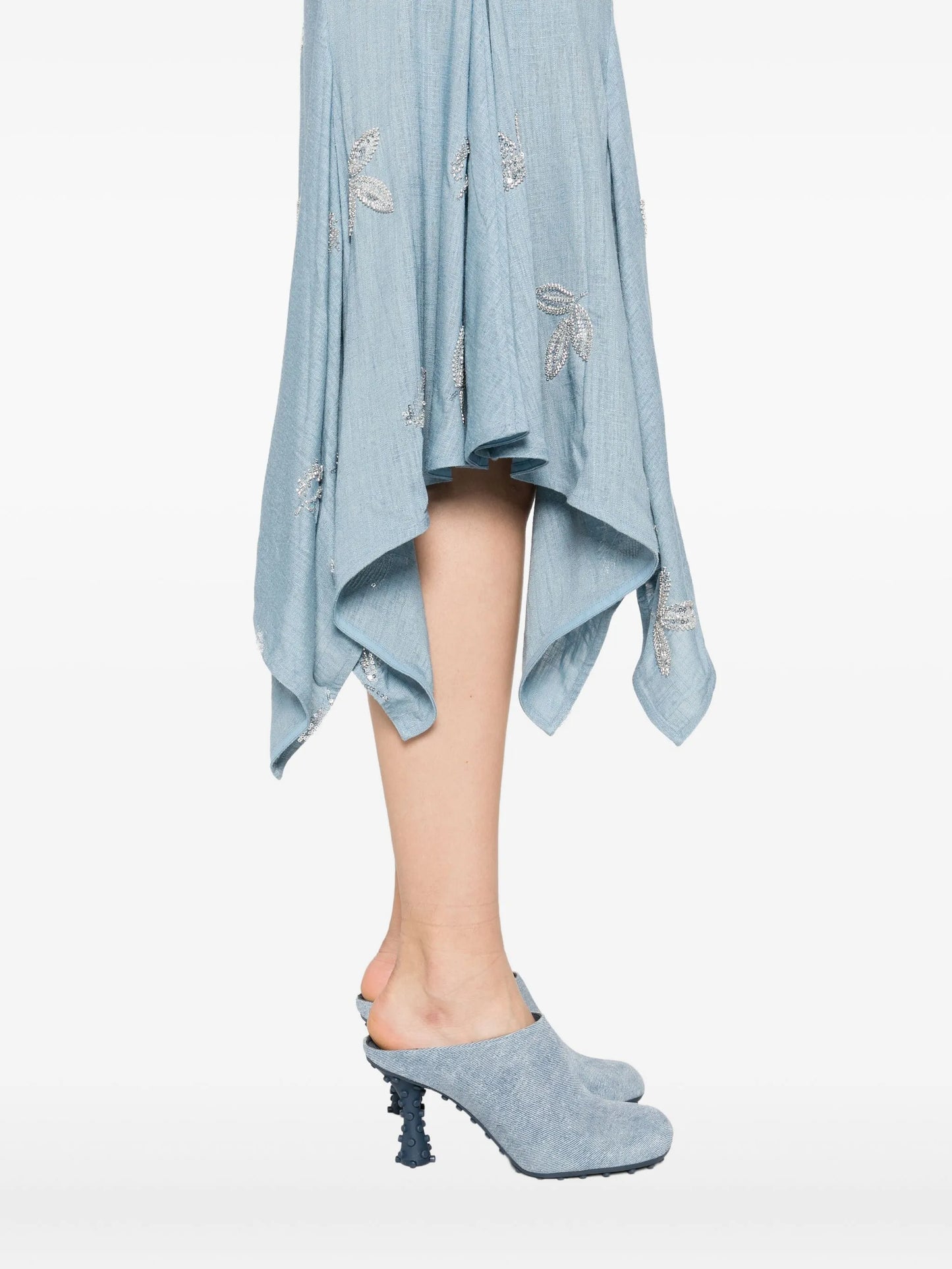 cowl-neck embroidered midi dress