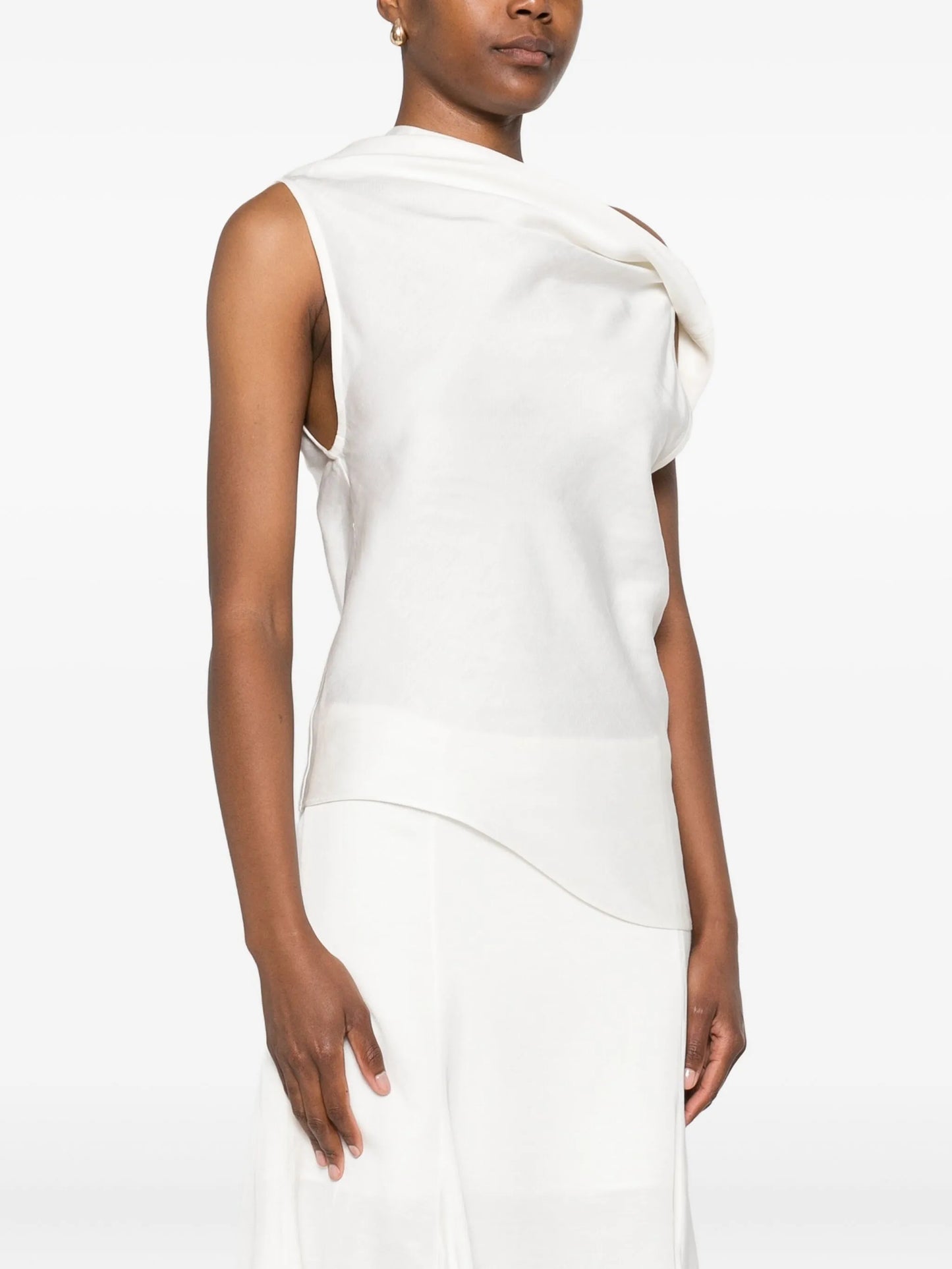 asymmetric cown neck top