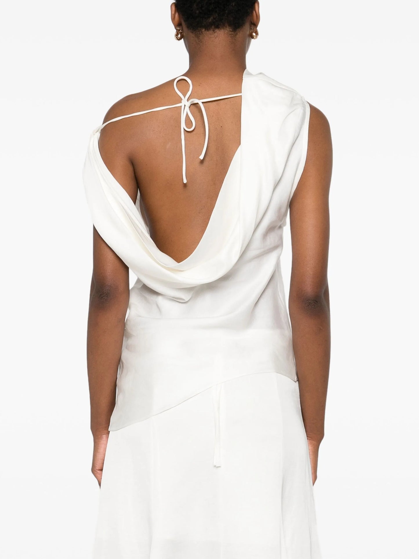 asymmetric cown neck top