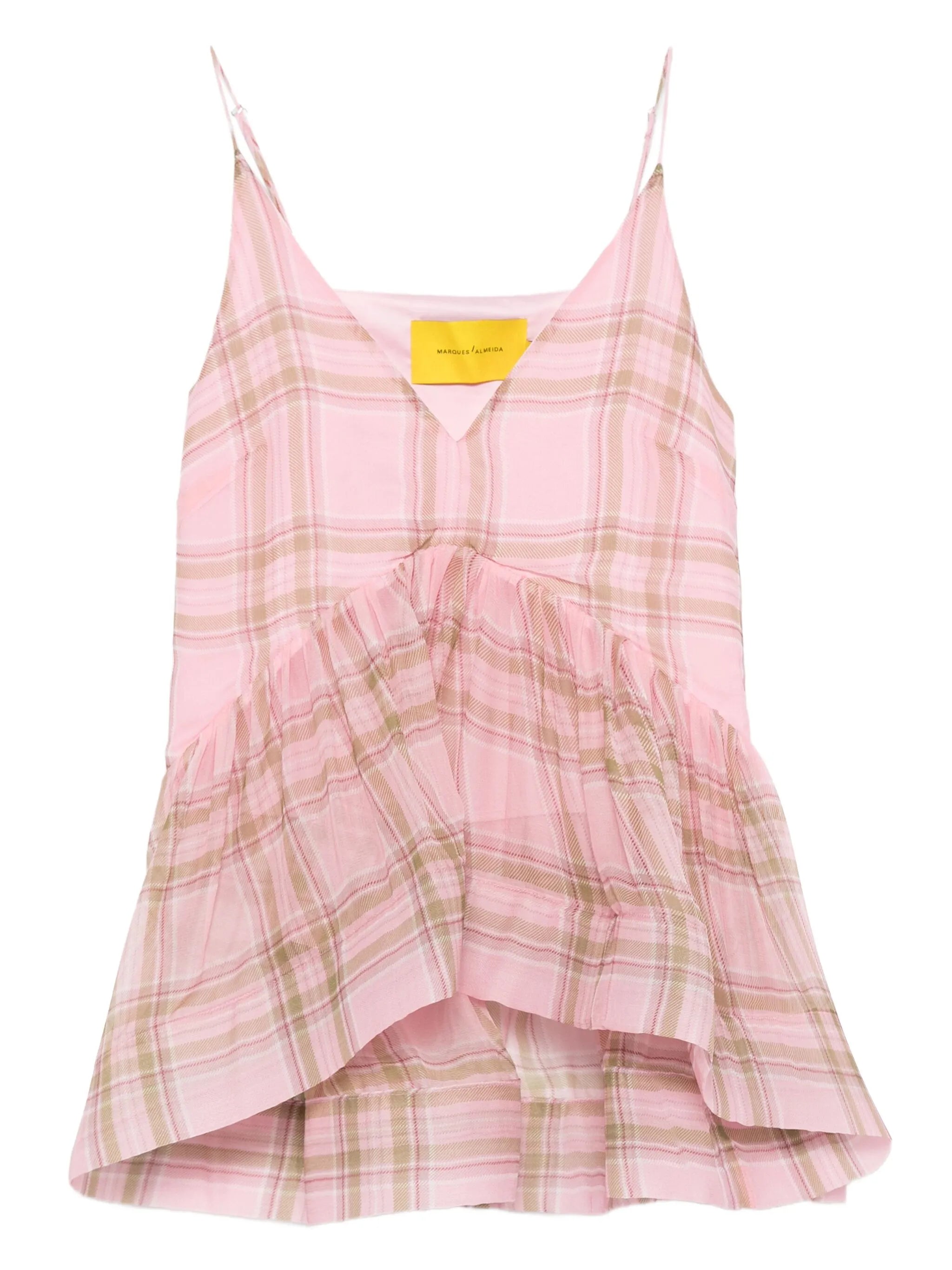tartan-check chiffon top