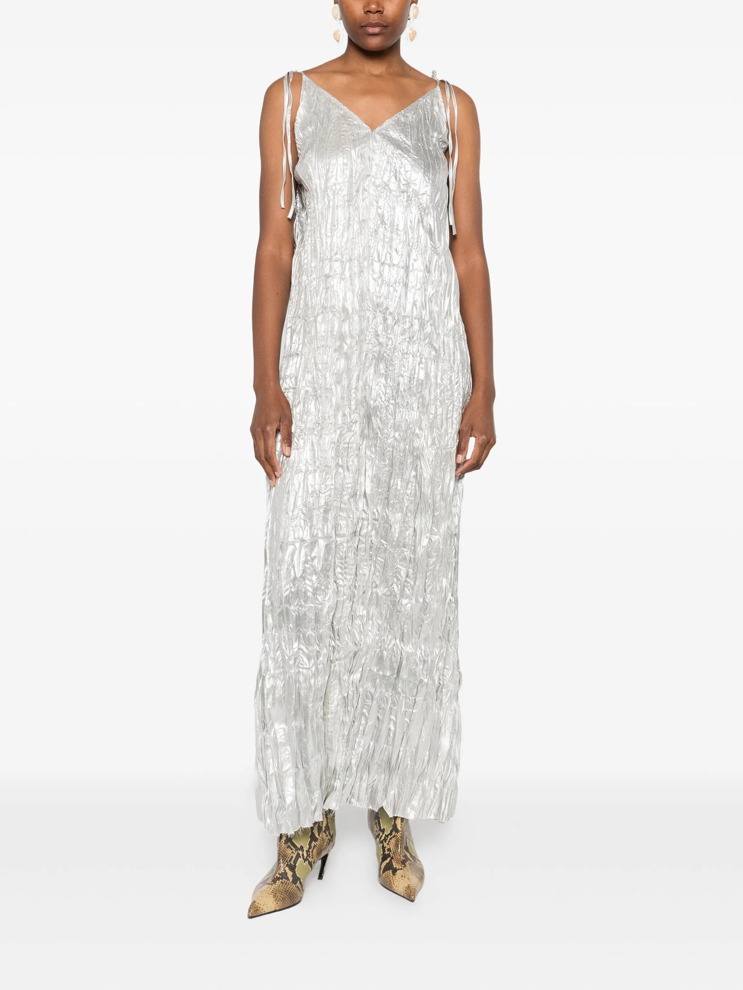 crinkled slip dress