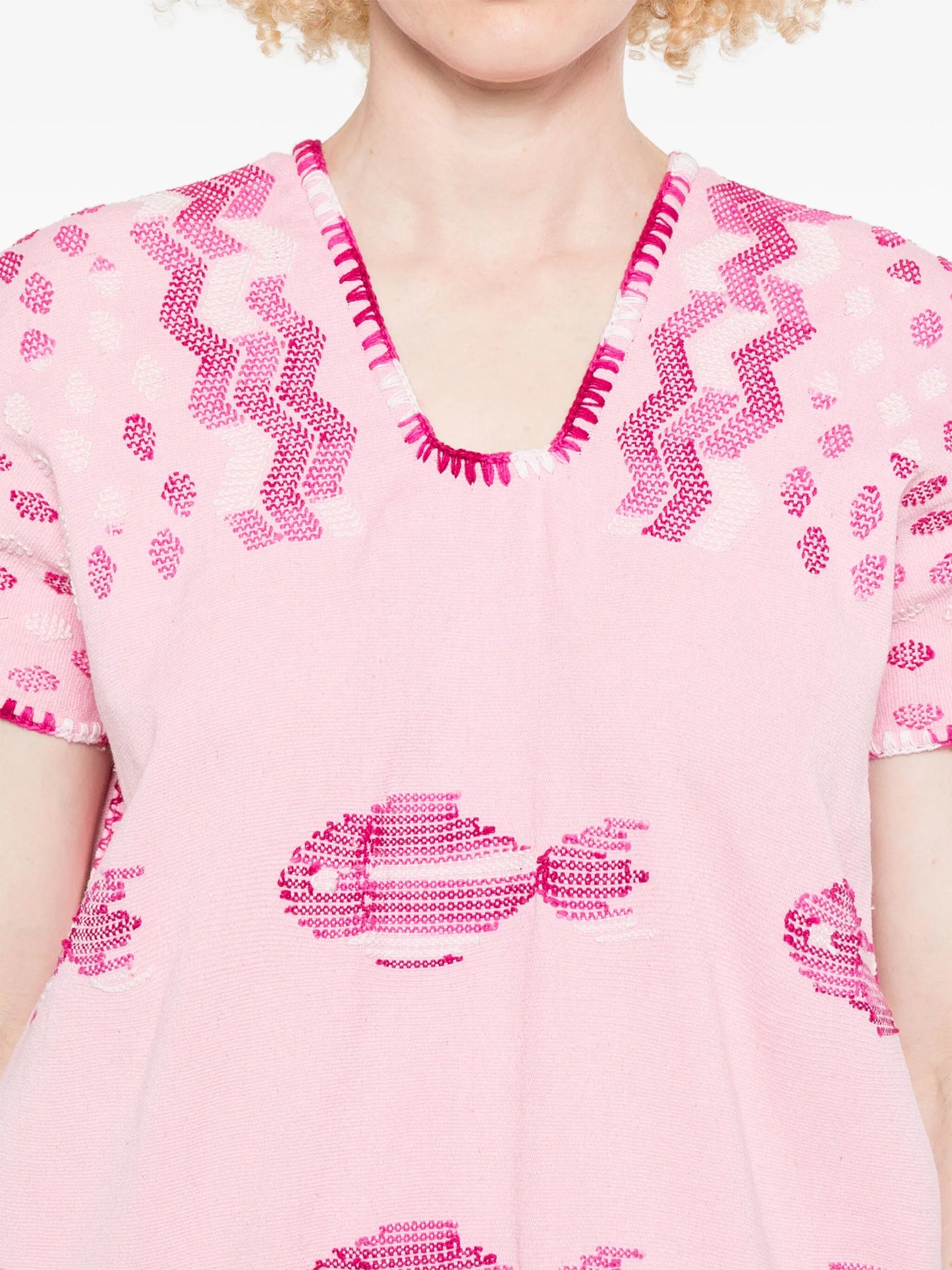White Fish-print mini dress