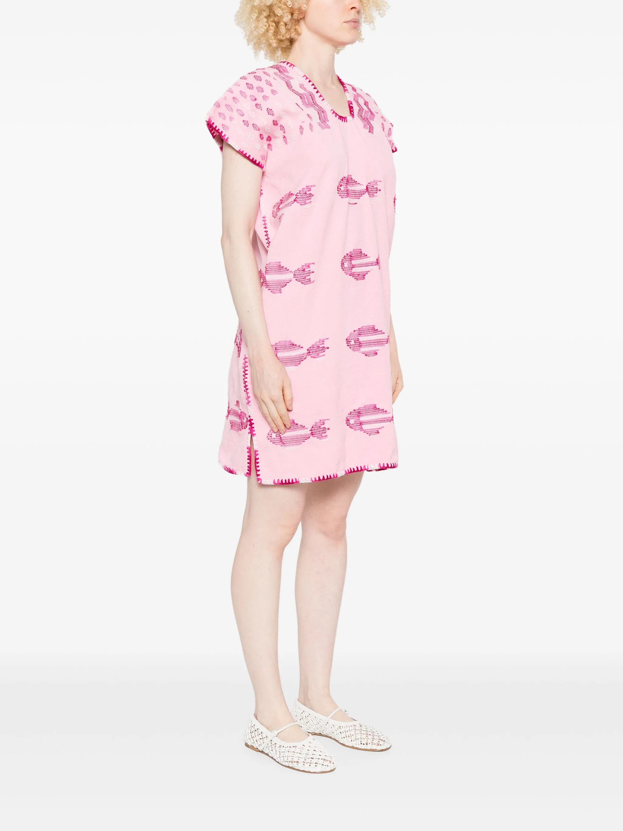 White Fish-print mini dress