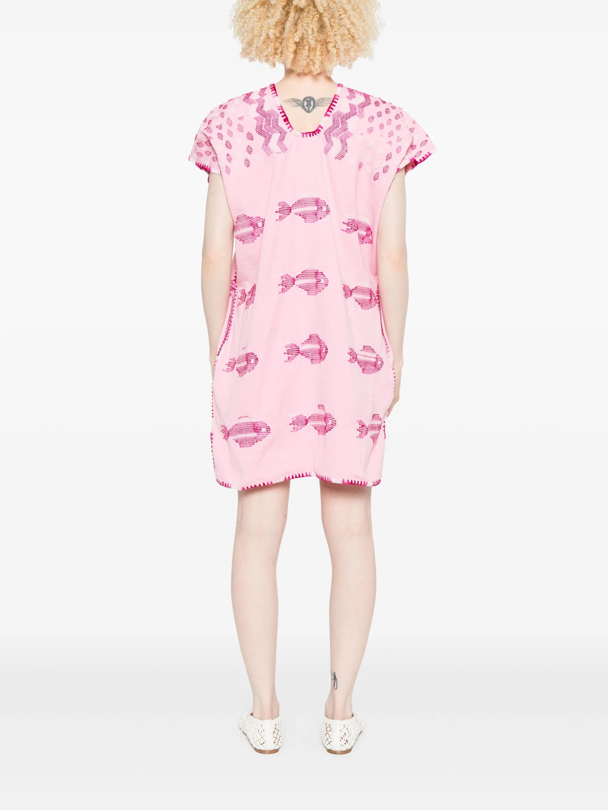 White Fish-print mini dress