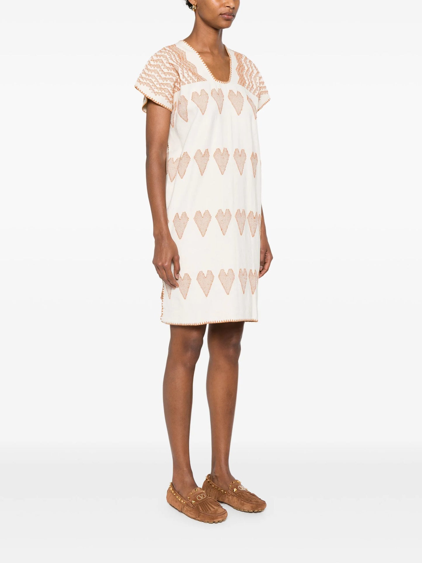 heart-pattern mini dress