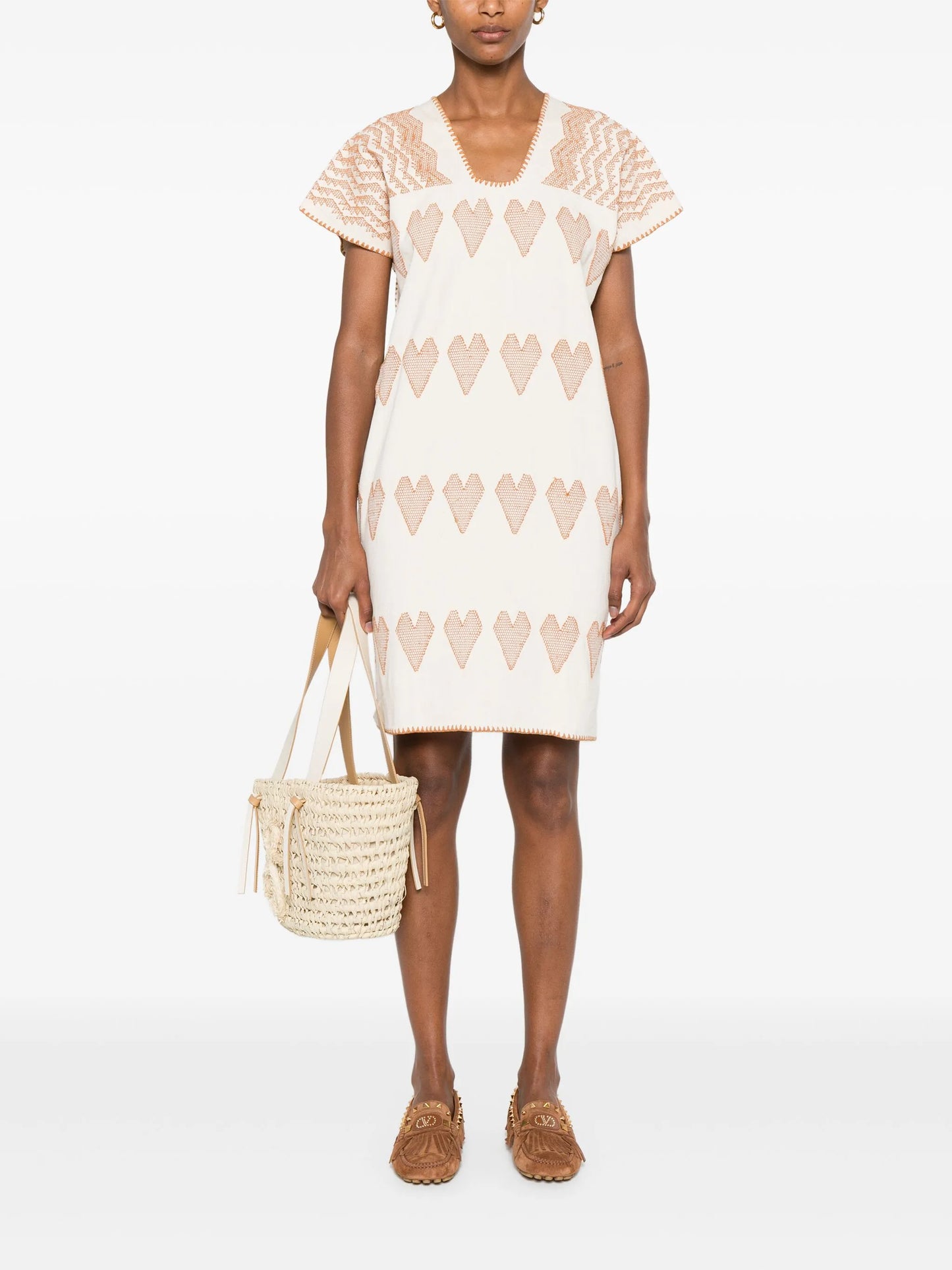 heart-pattern mini dress