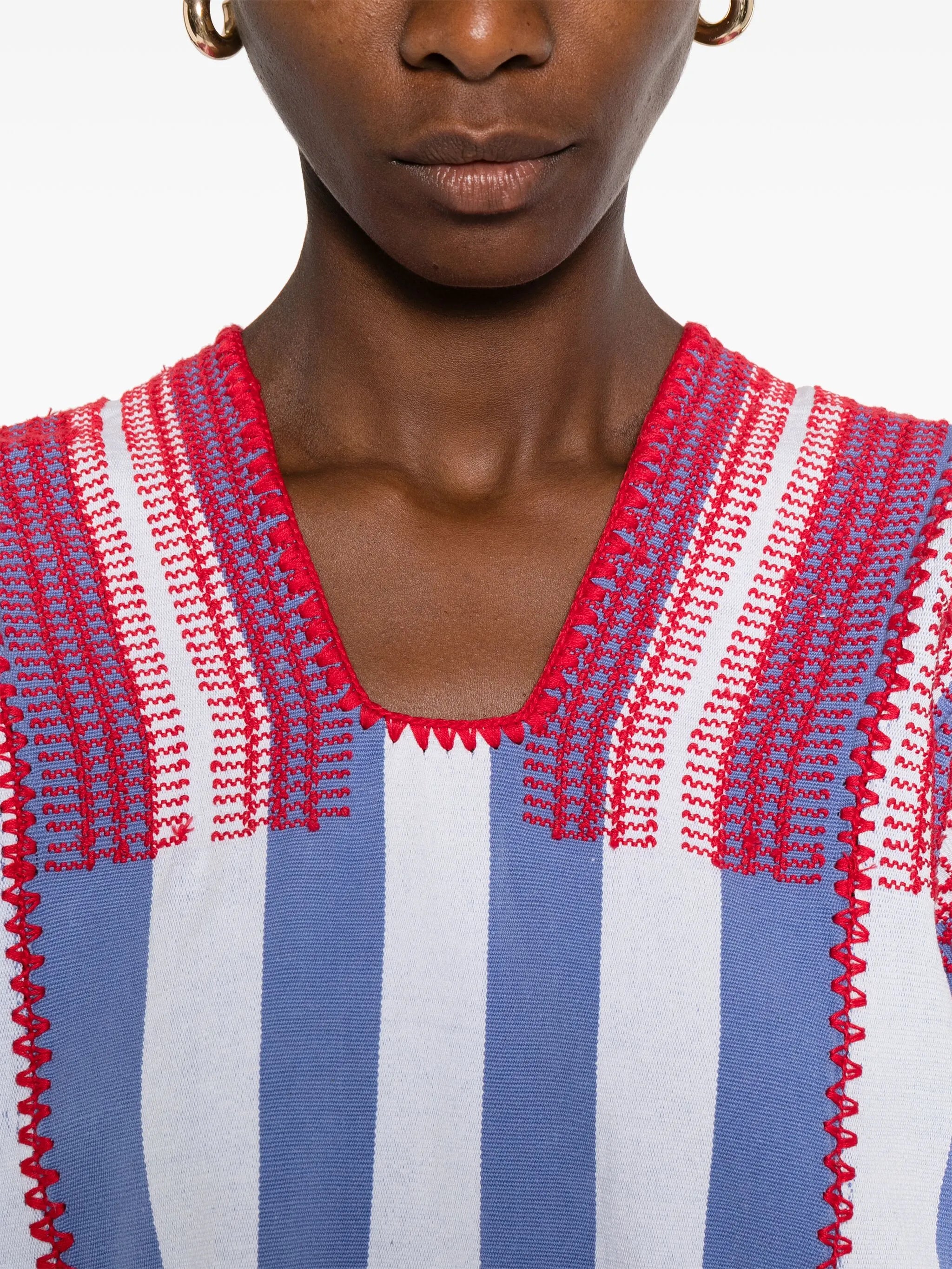 striped lobster-motif mini dress