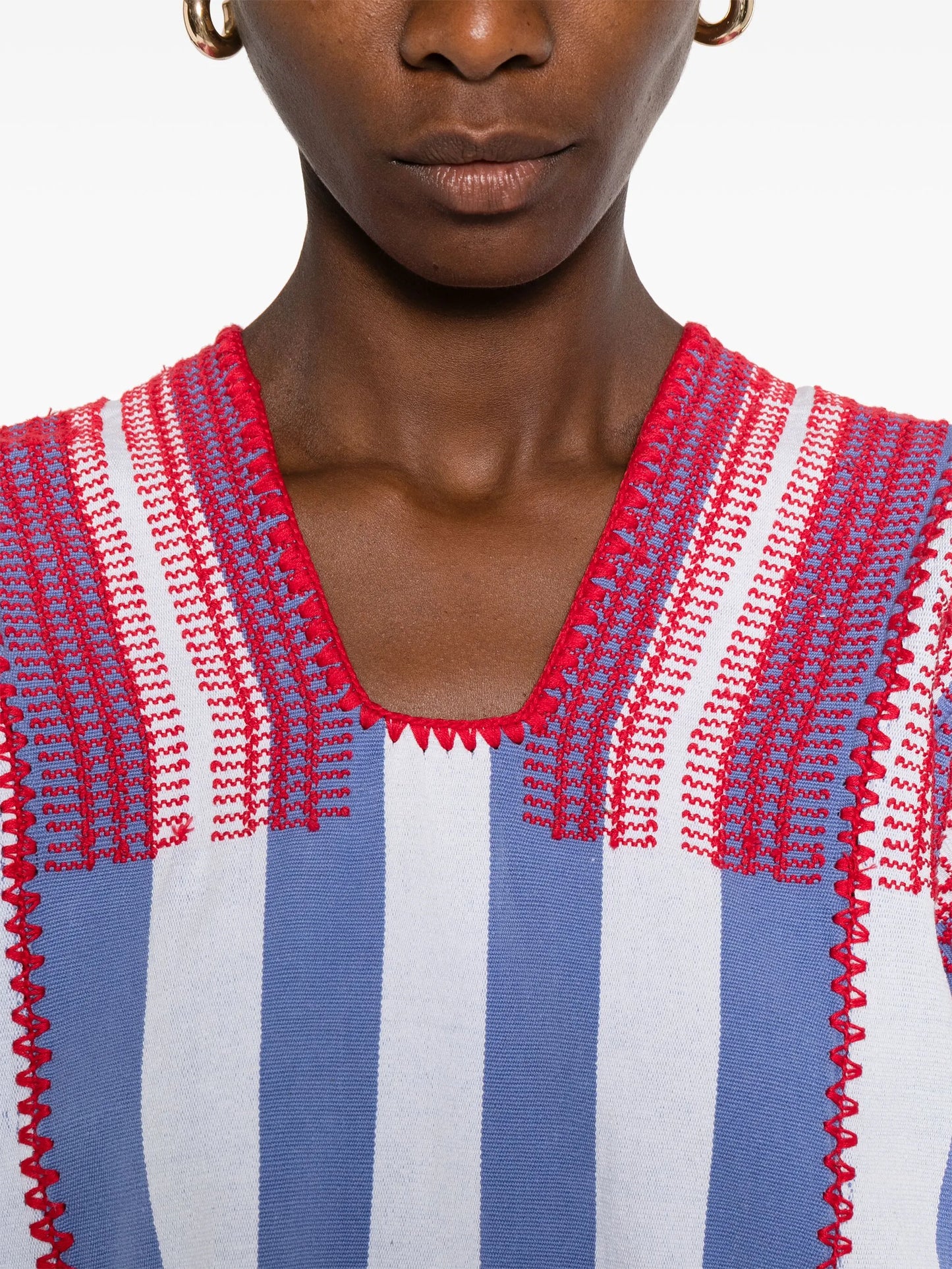 striped lobster-motif mini dress