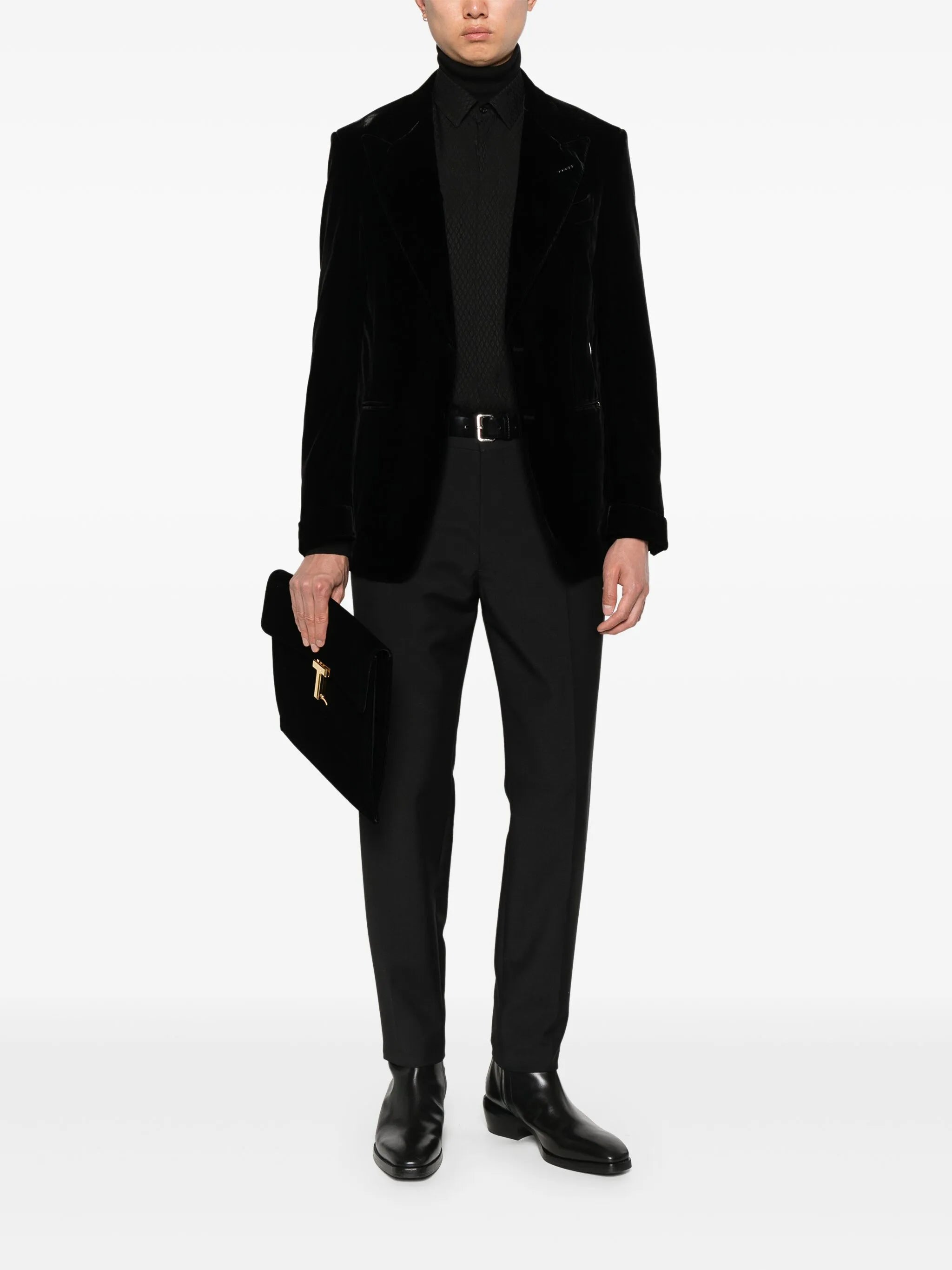 single-breasted velvet blazer