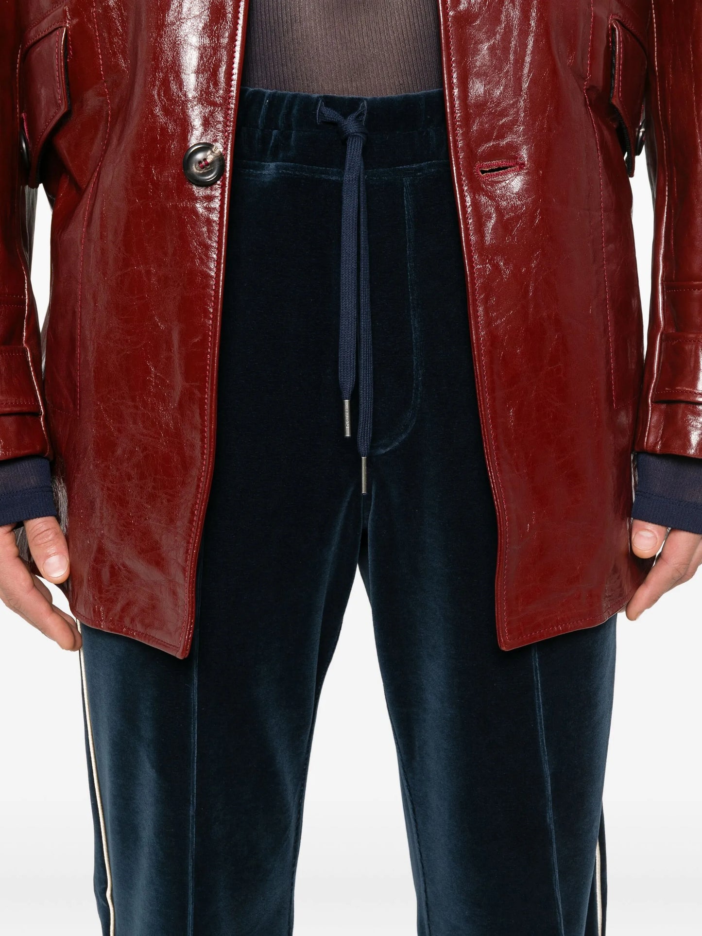 piped-trim velour track pants