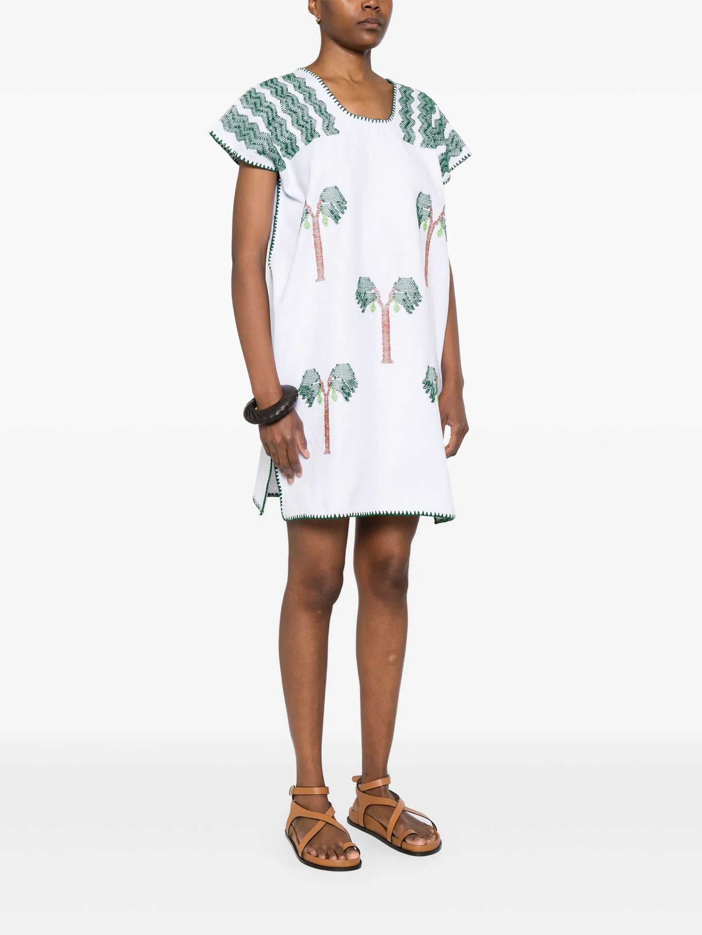 palm-motif mini dress