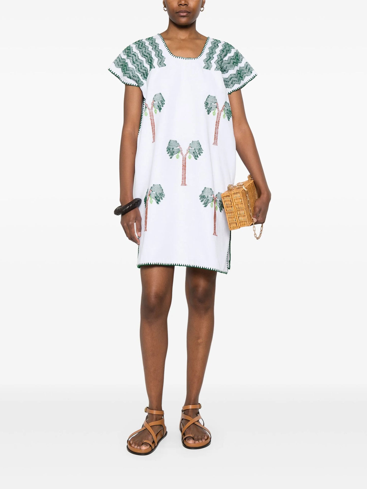 palm-motif mini dress