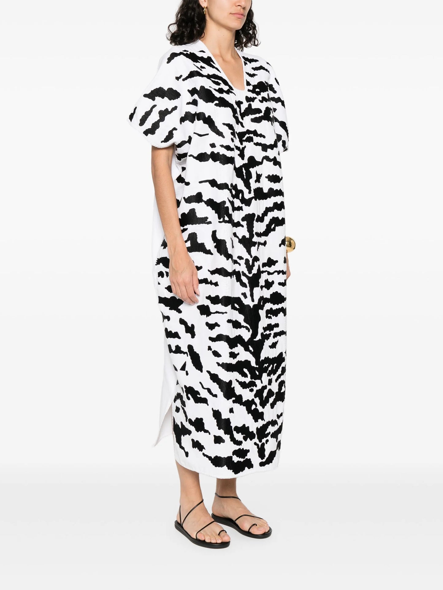 zebra-panel midi dress