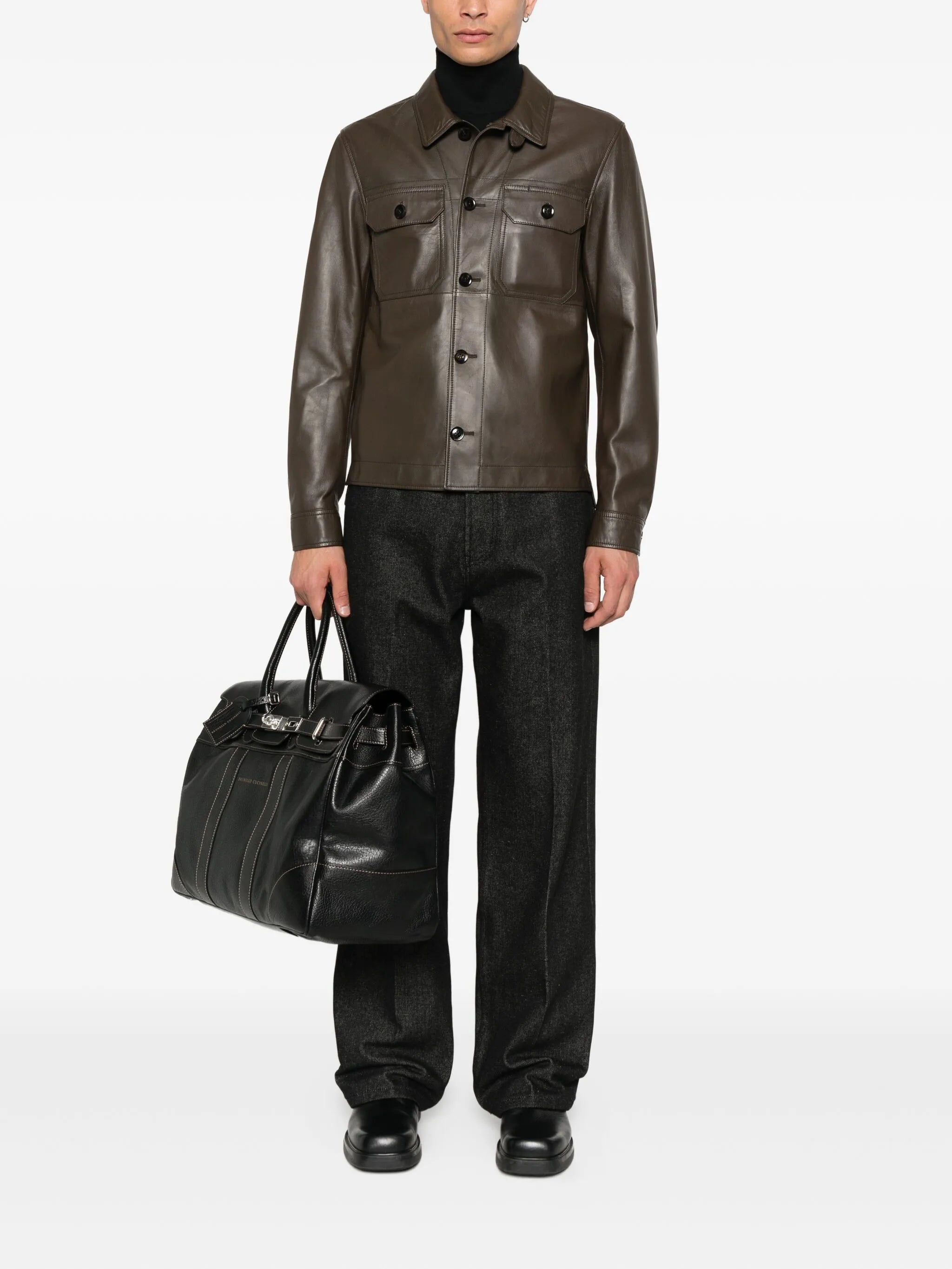 oversized leather jacket