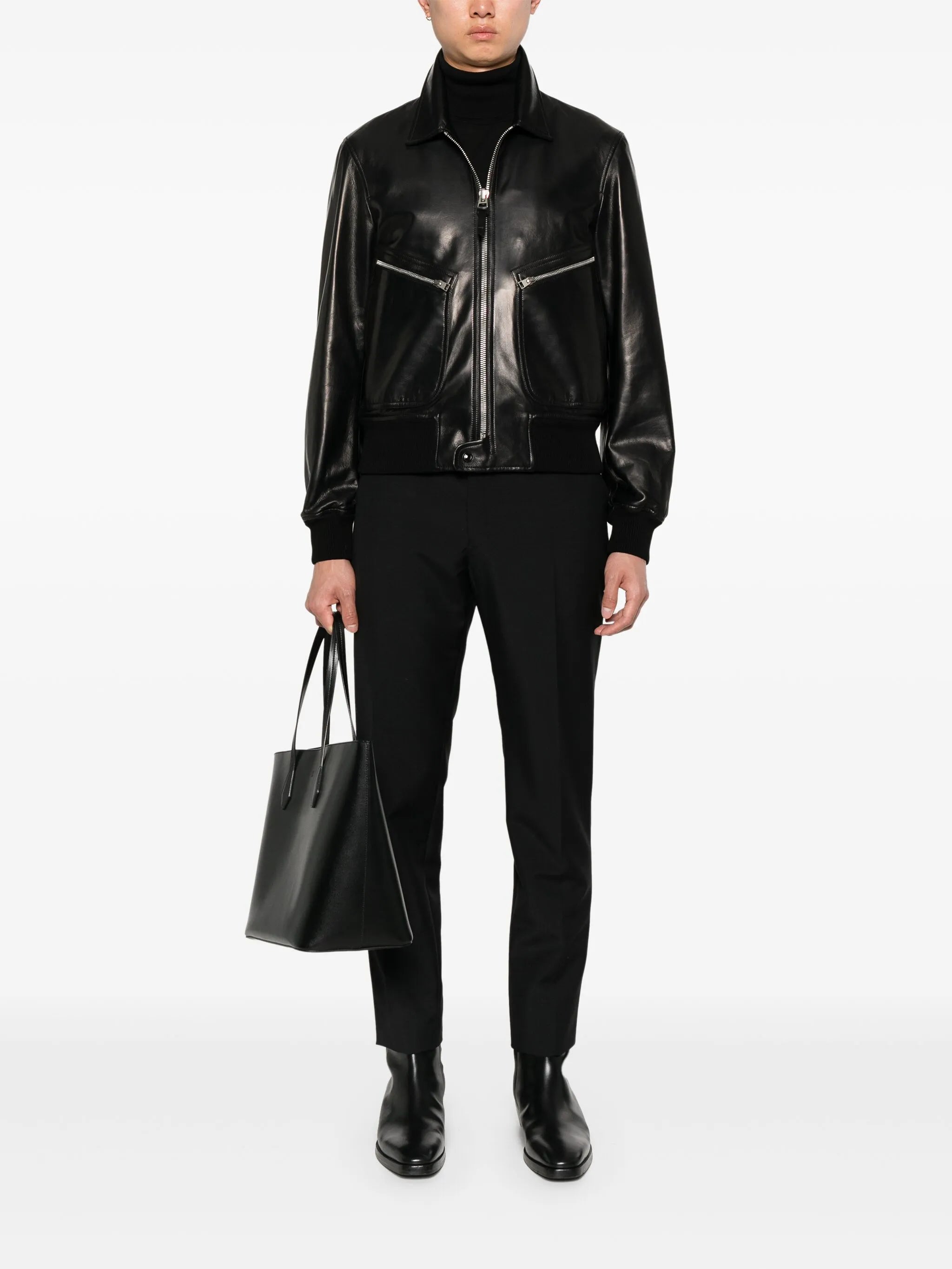 leather bomber jacket