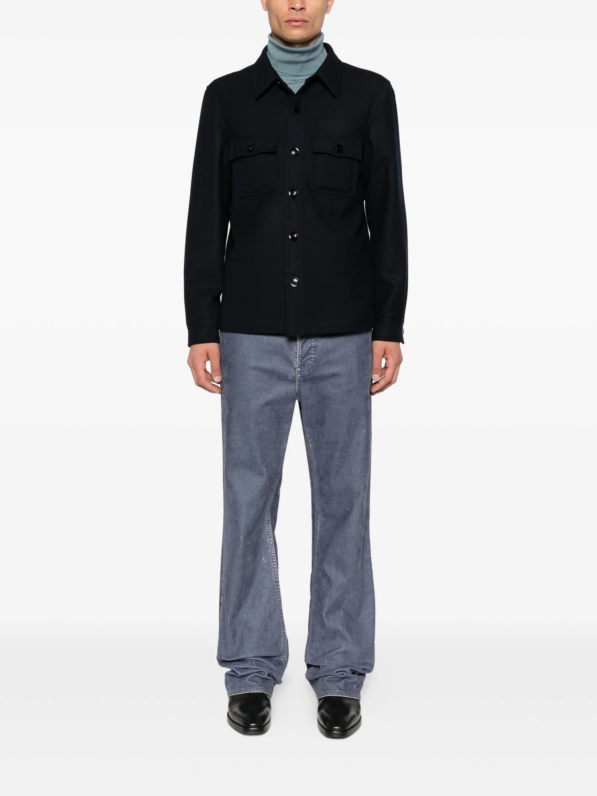 button-down flap-pocket shirt jacket