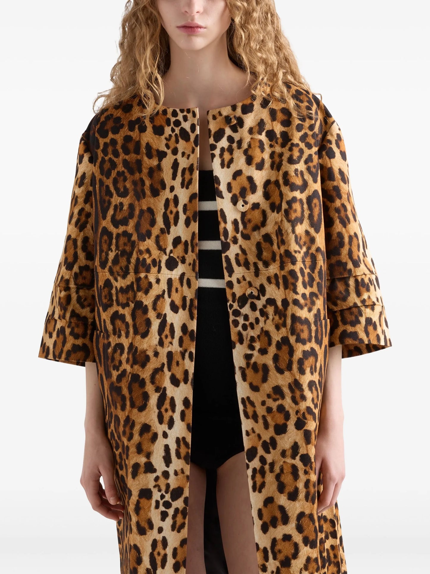 animal-print coat