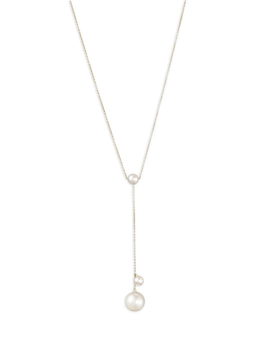 14K yellow gold Trois Moon pearls necklace