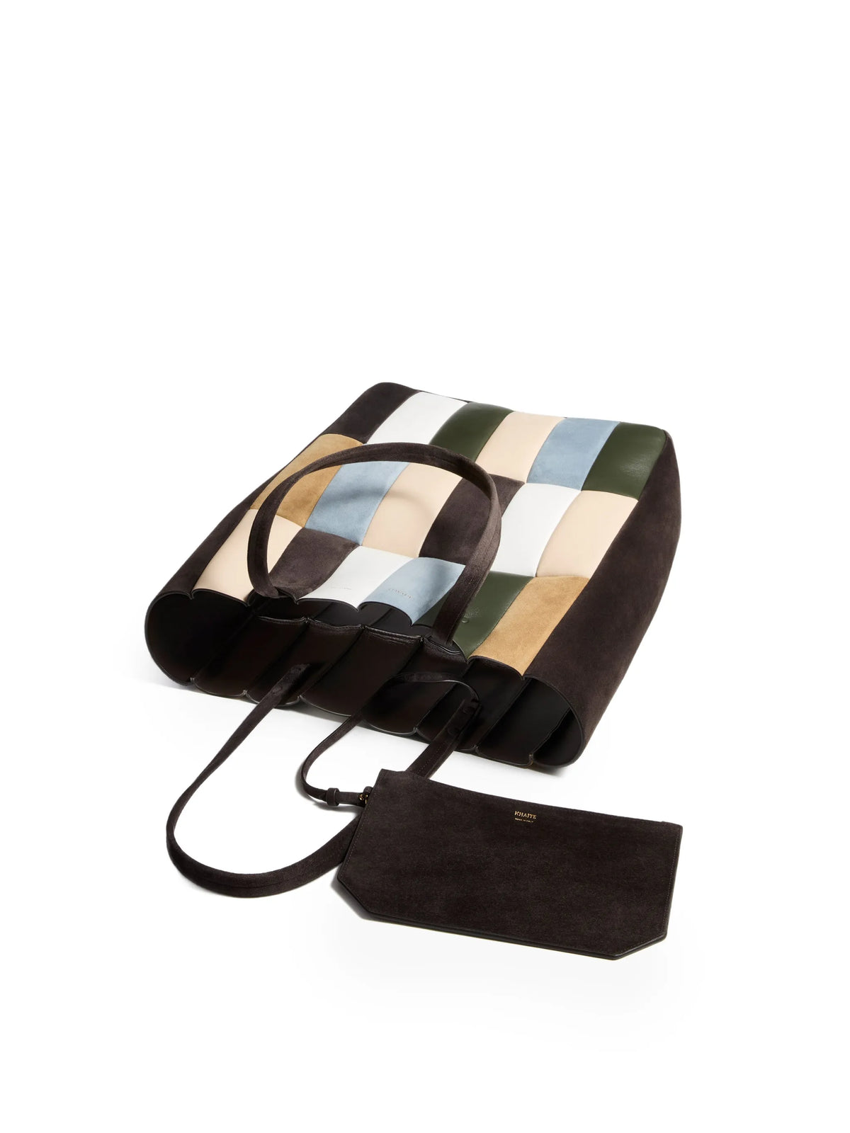 Zoe patchwork suede tote bag