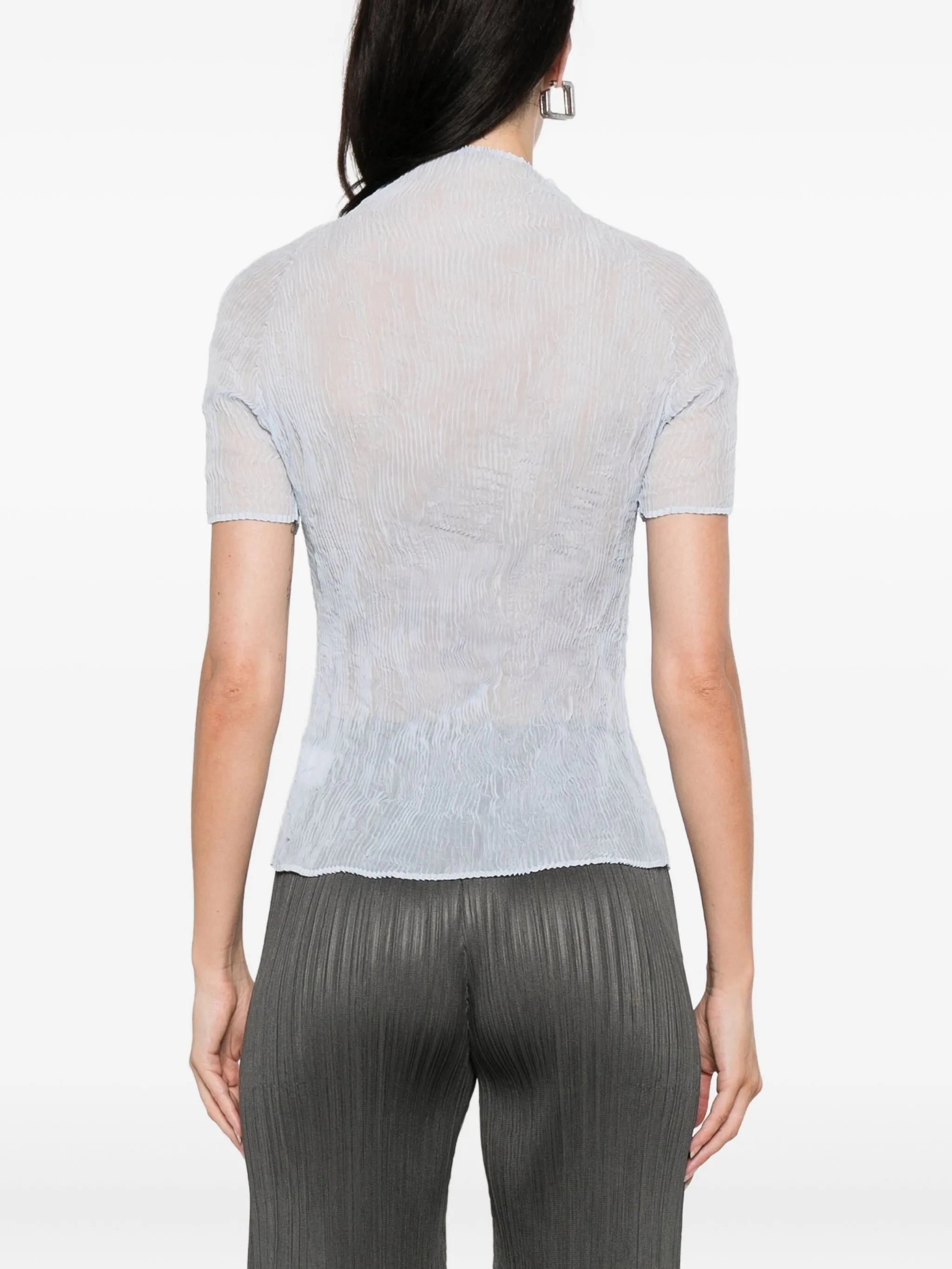 pleated high-neck blouse