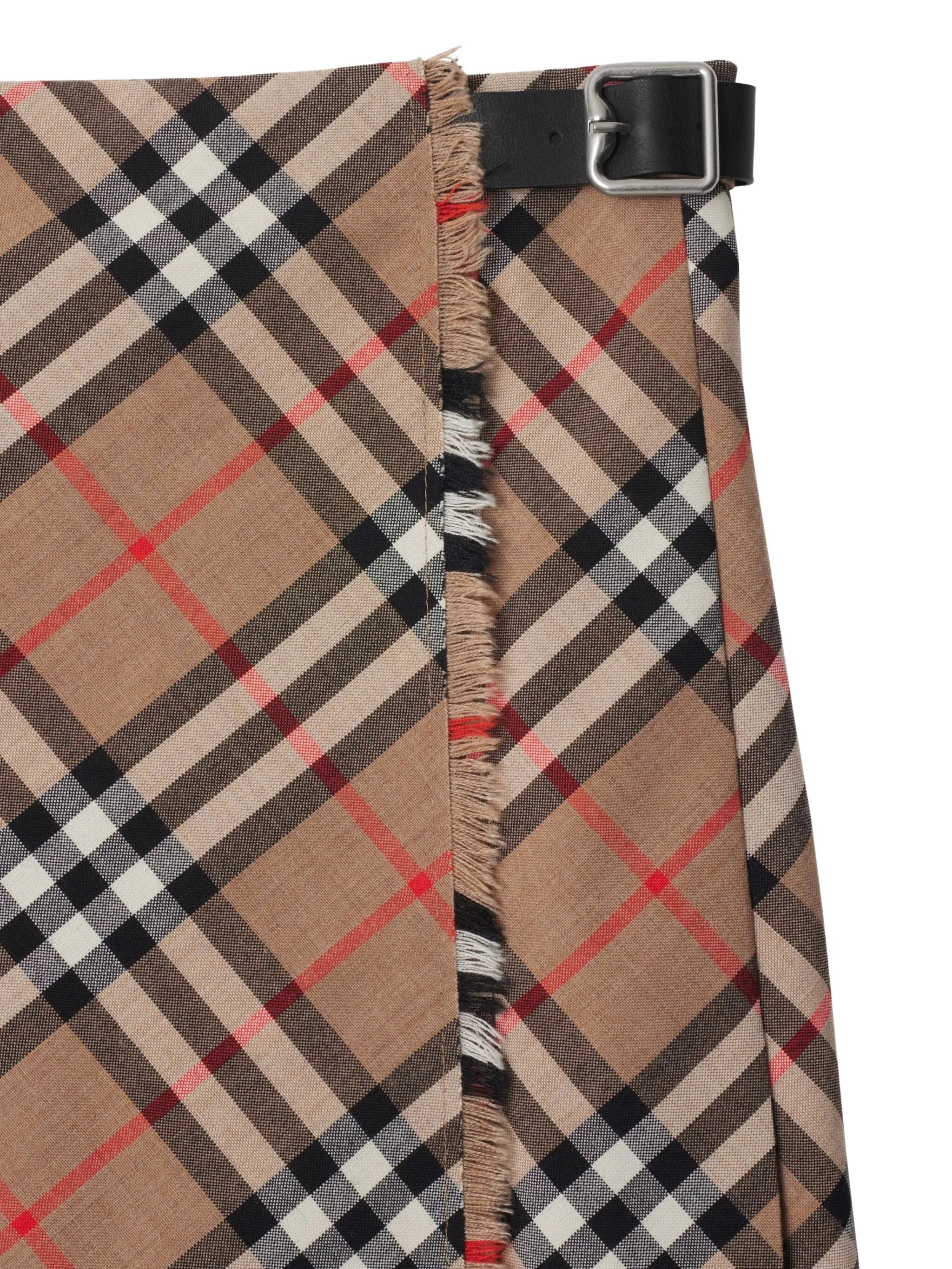 checkered wool-blend skirt