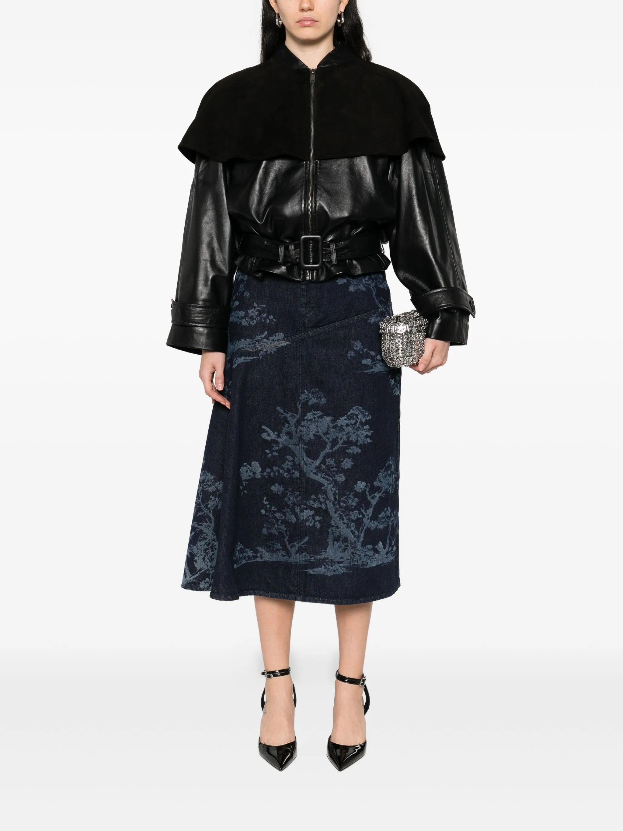 denim midi skirt