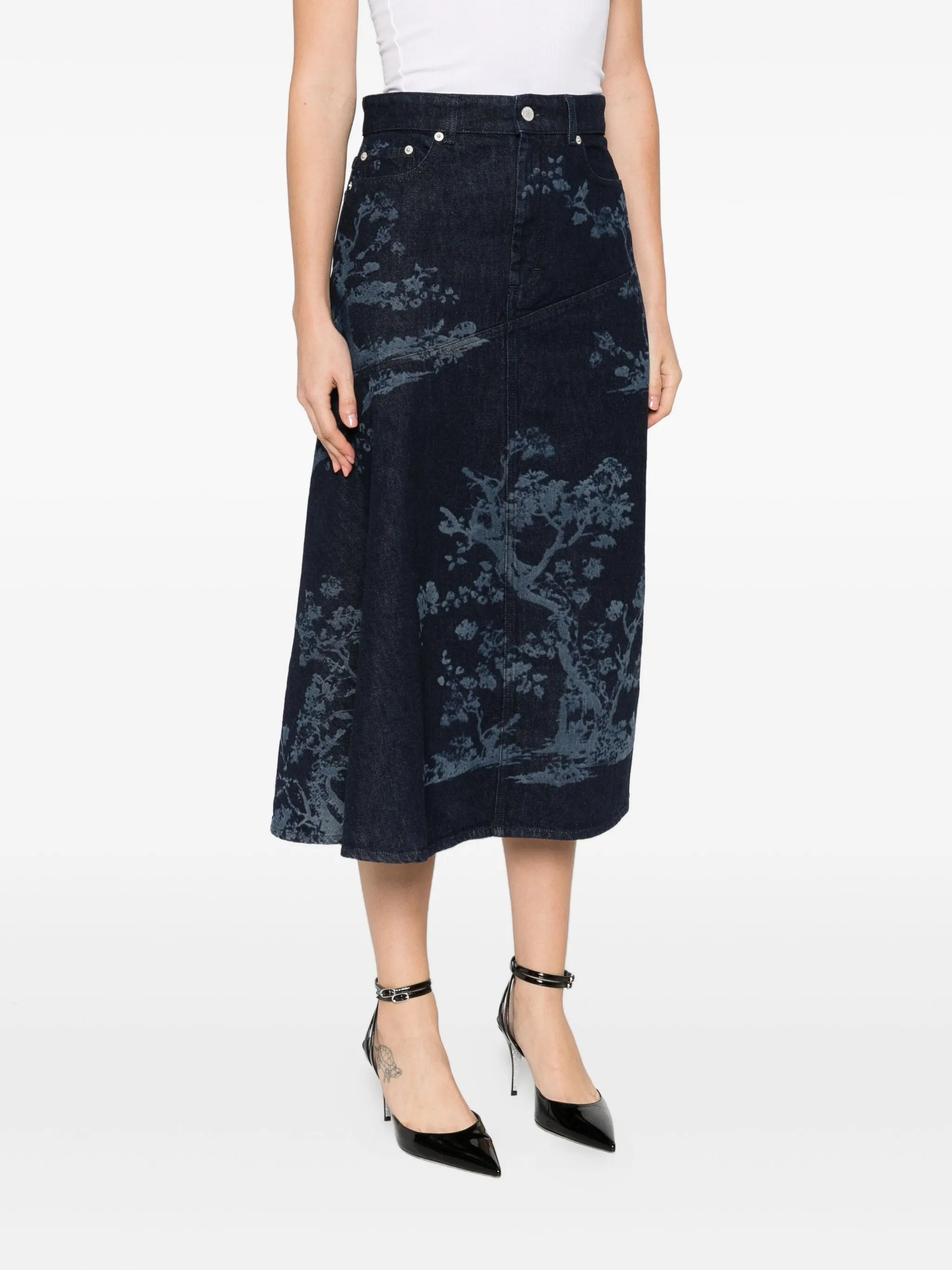 denim midi skirt
