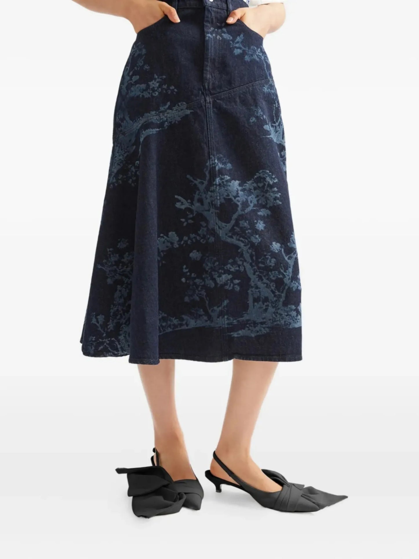 denim midi skirt