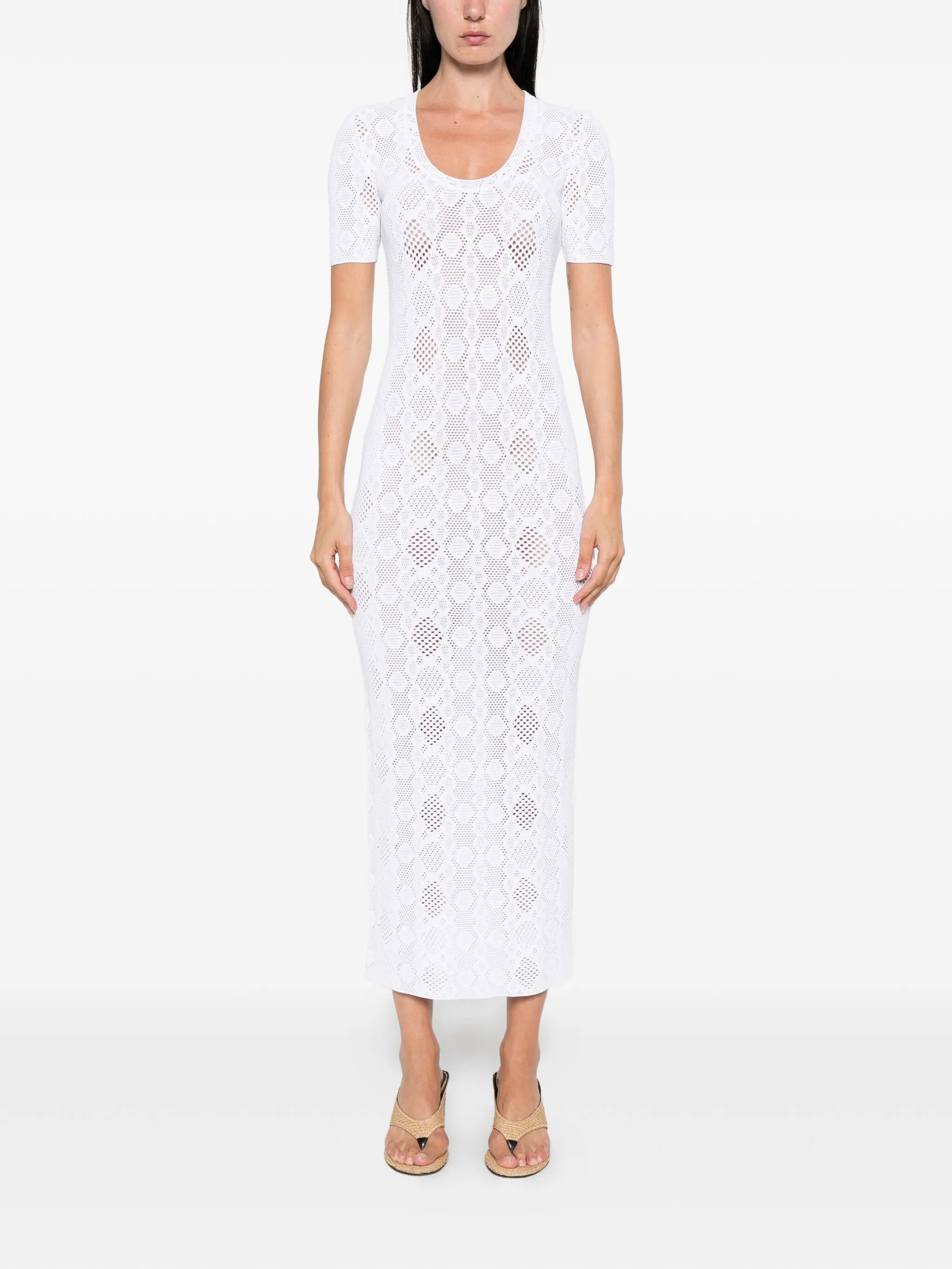 python-lace knit dress