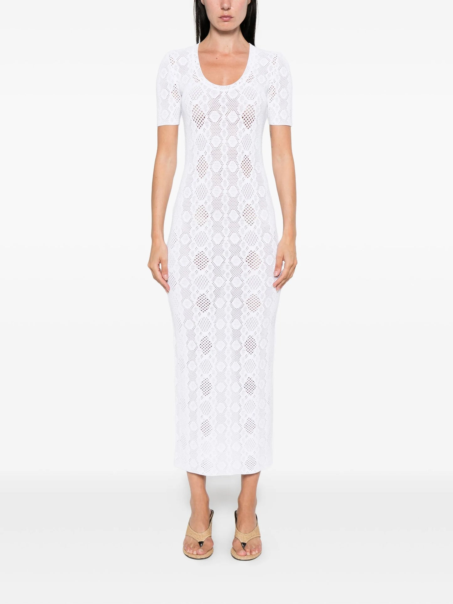 python-lace knit dress