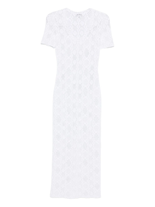 python-lace knit dress